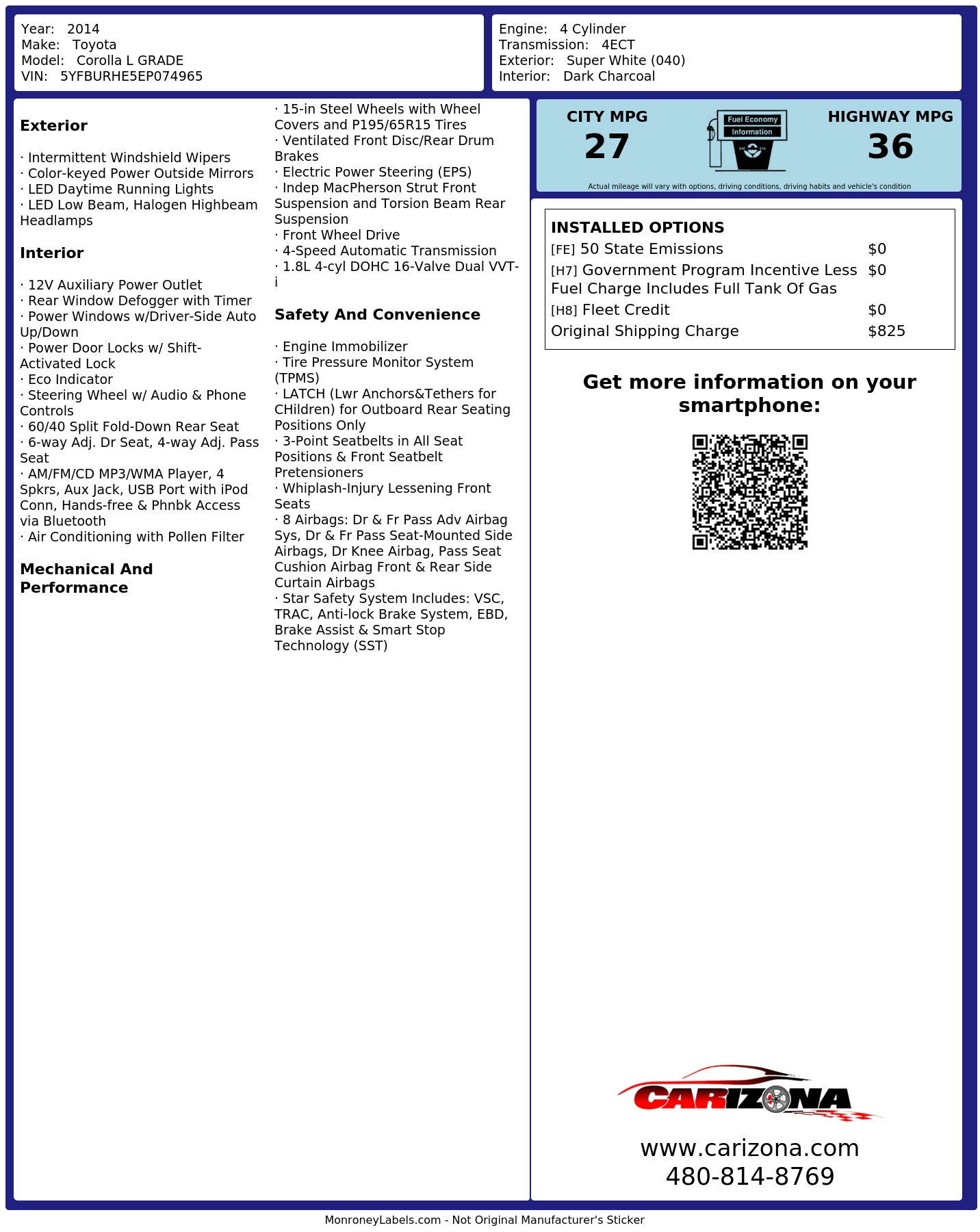 Monroney Label