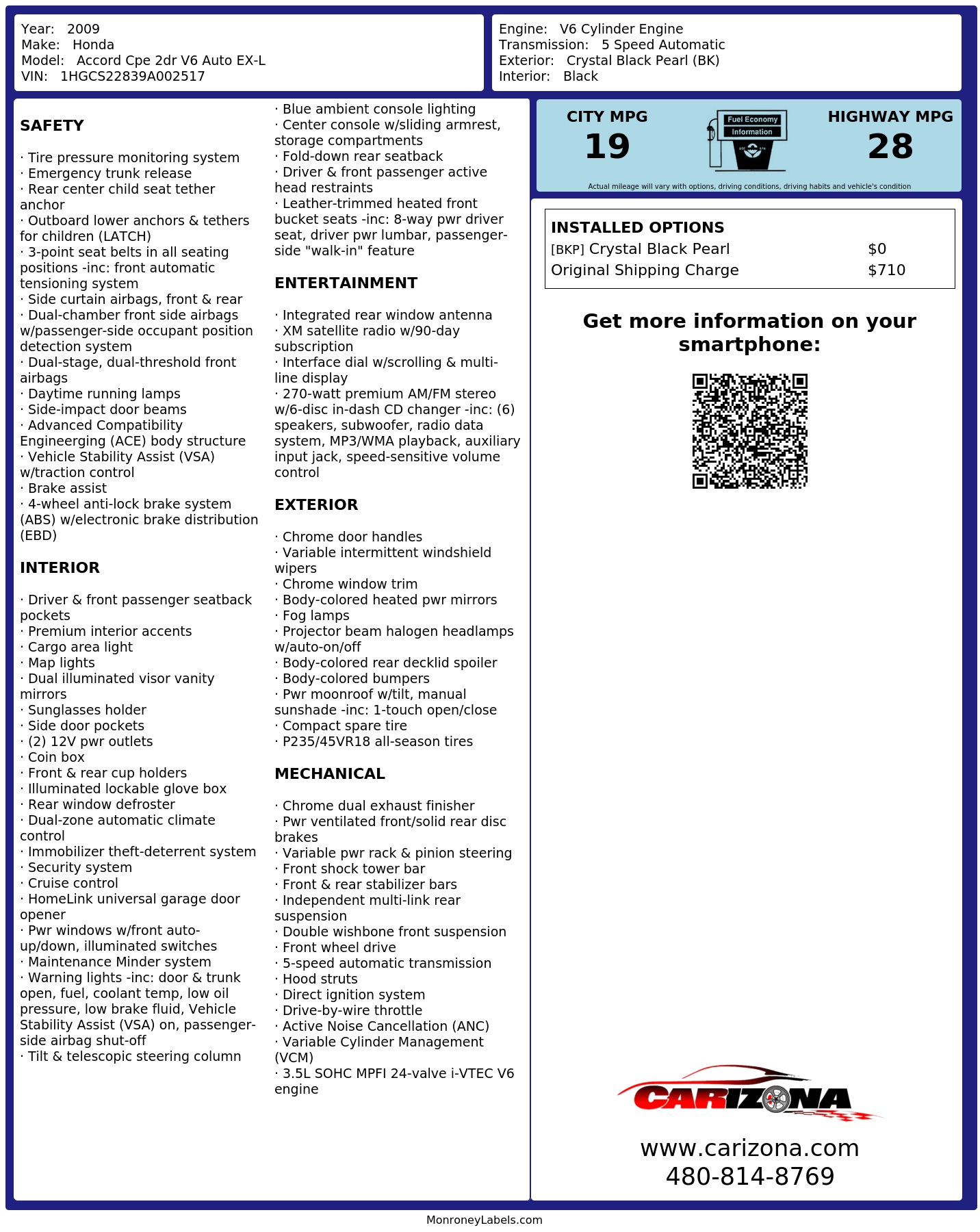 Monroney Label