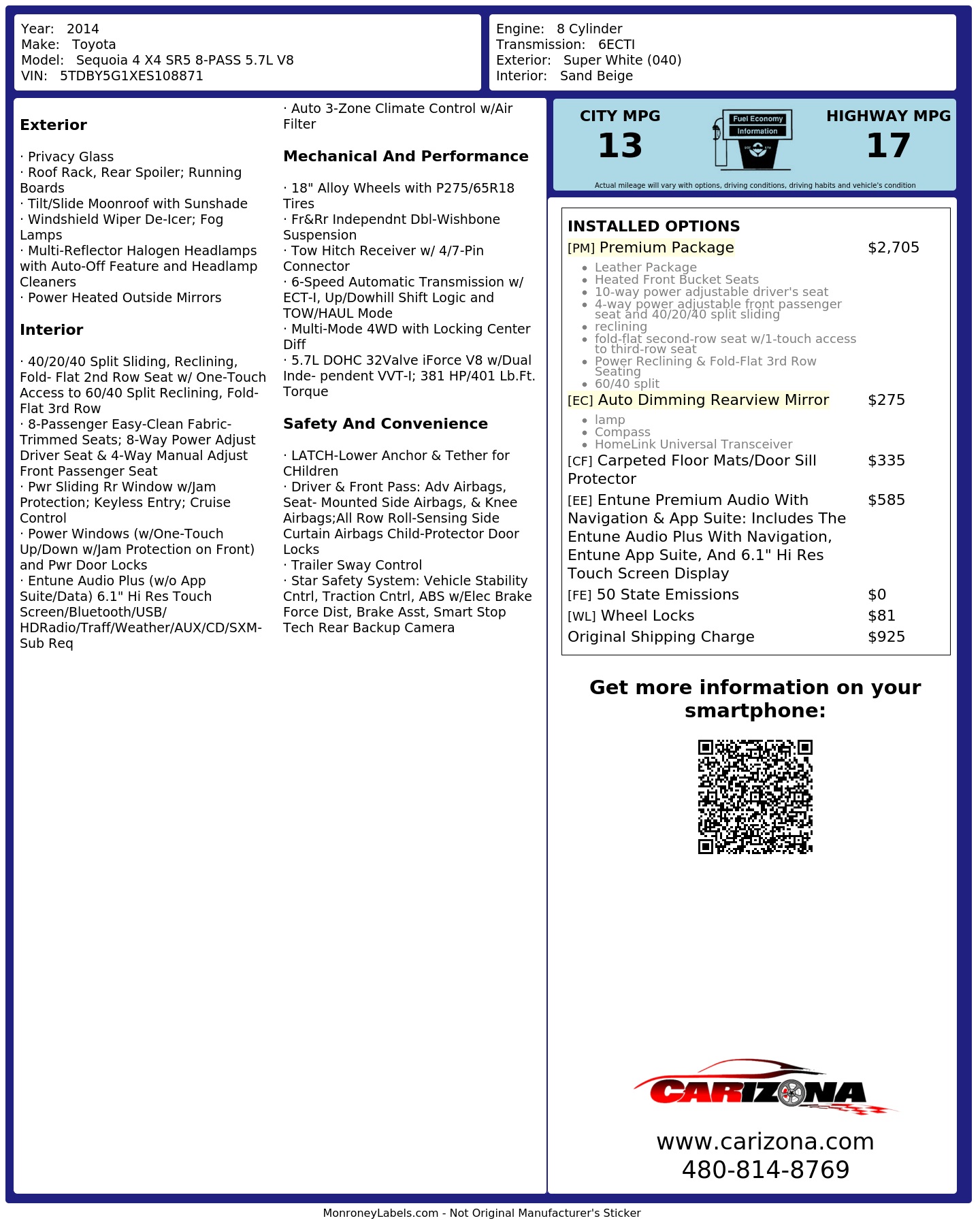 Monroney Label