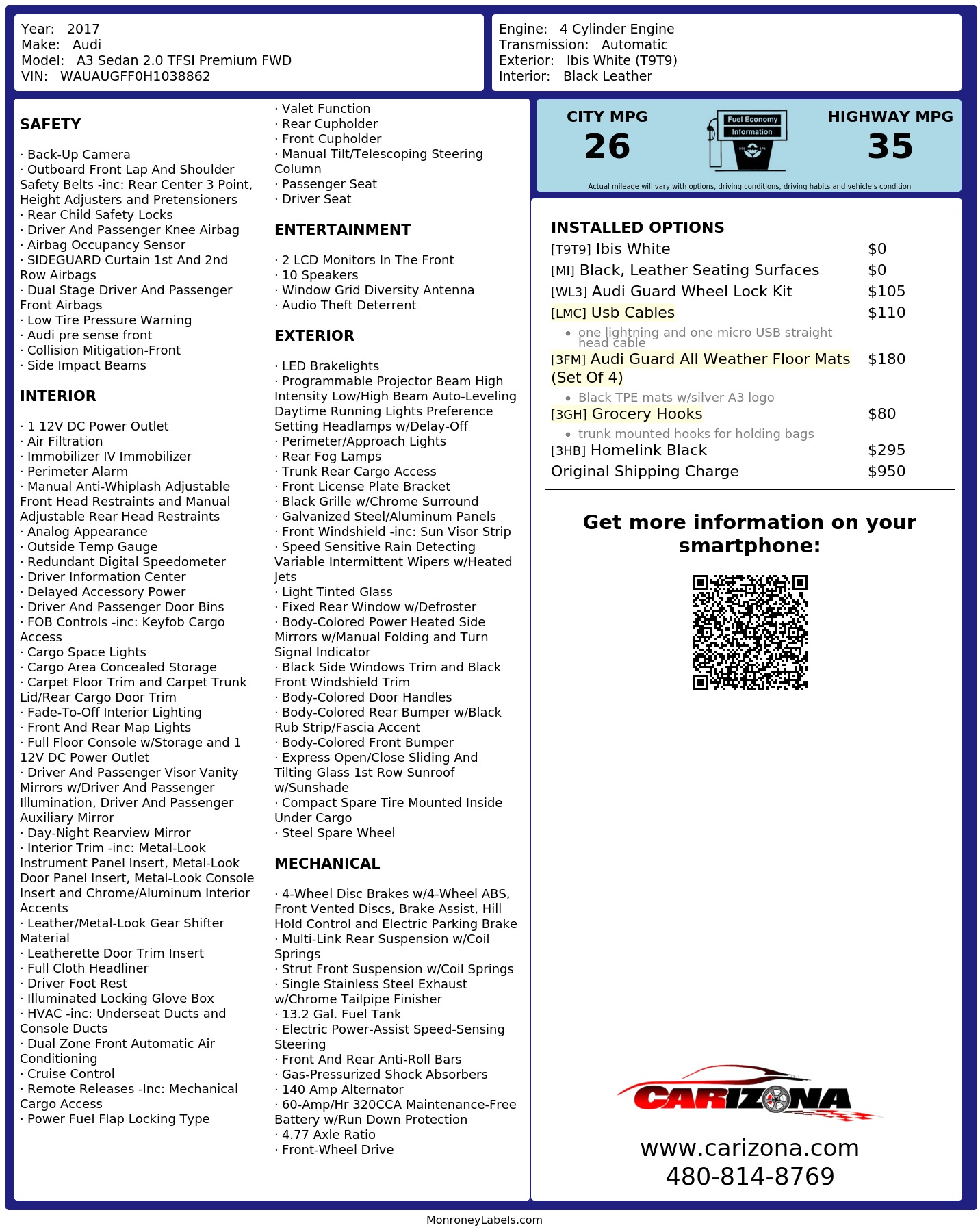 Monroney Label