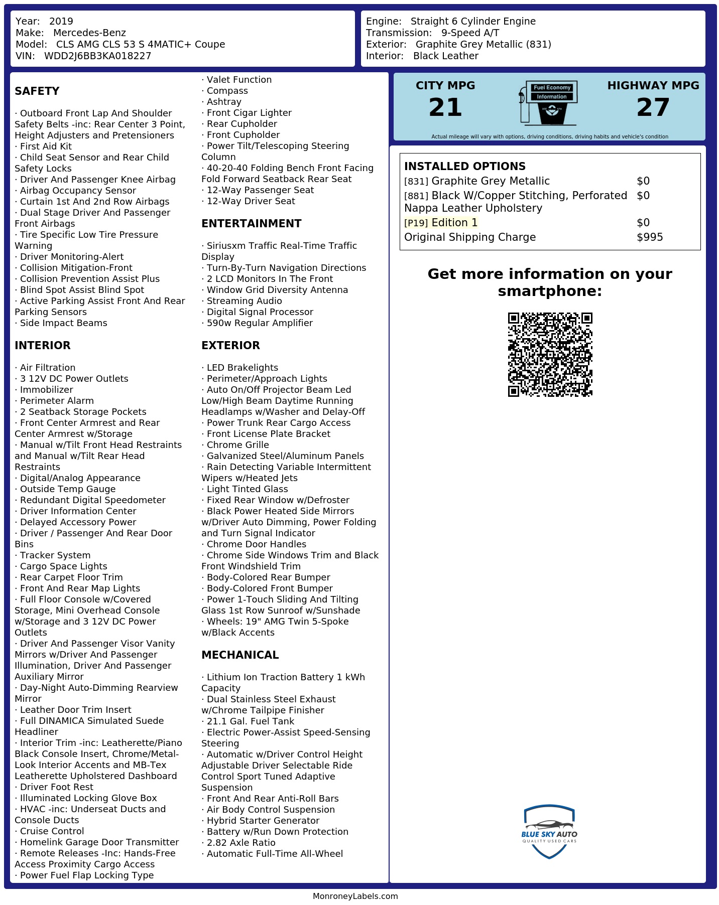 Monroney Label