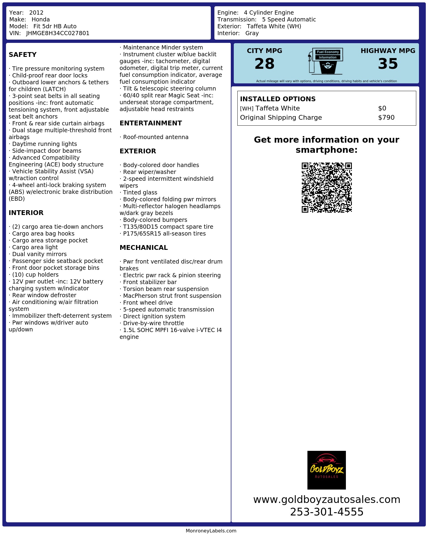 Monroney Label