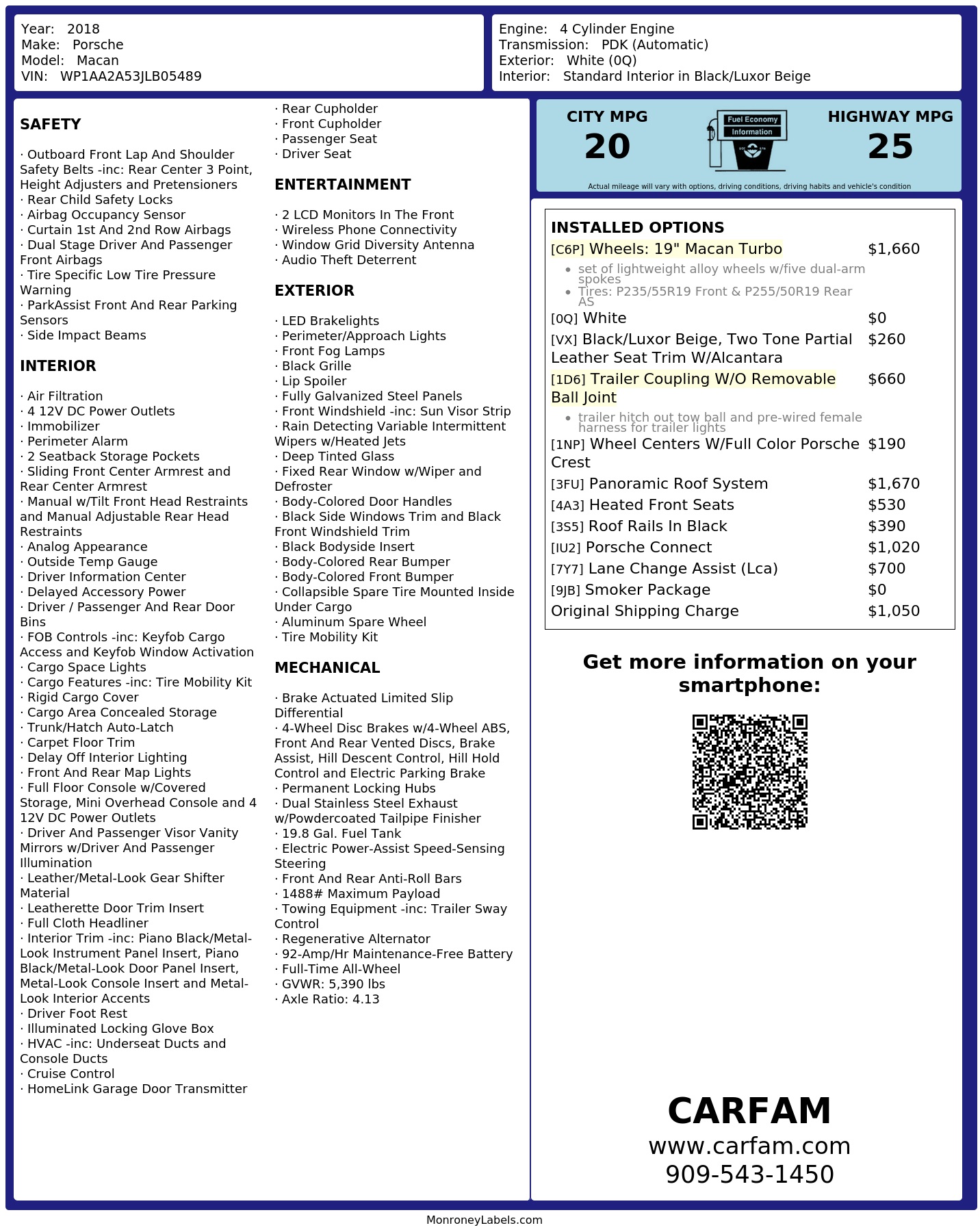 Monroney Label