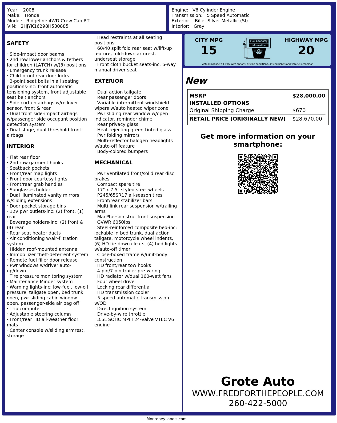 Monroney Label