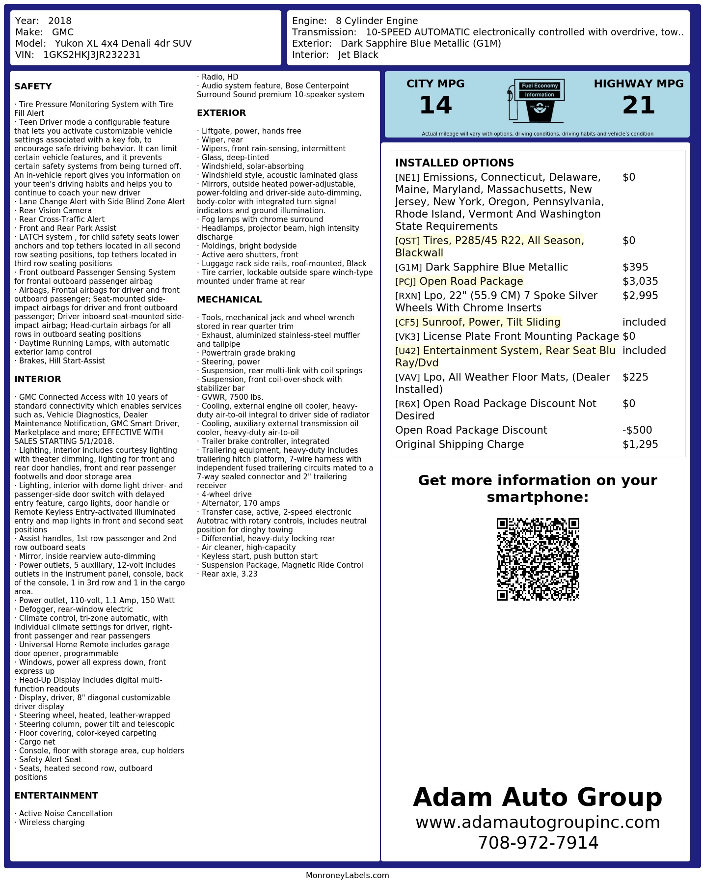 Monroney Label