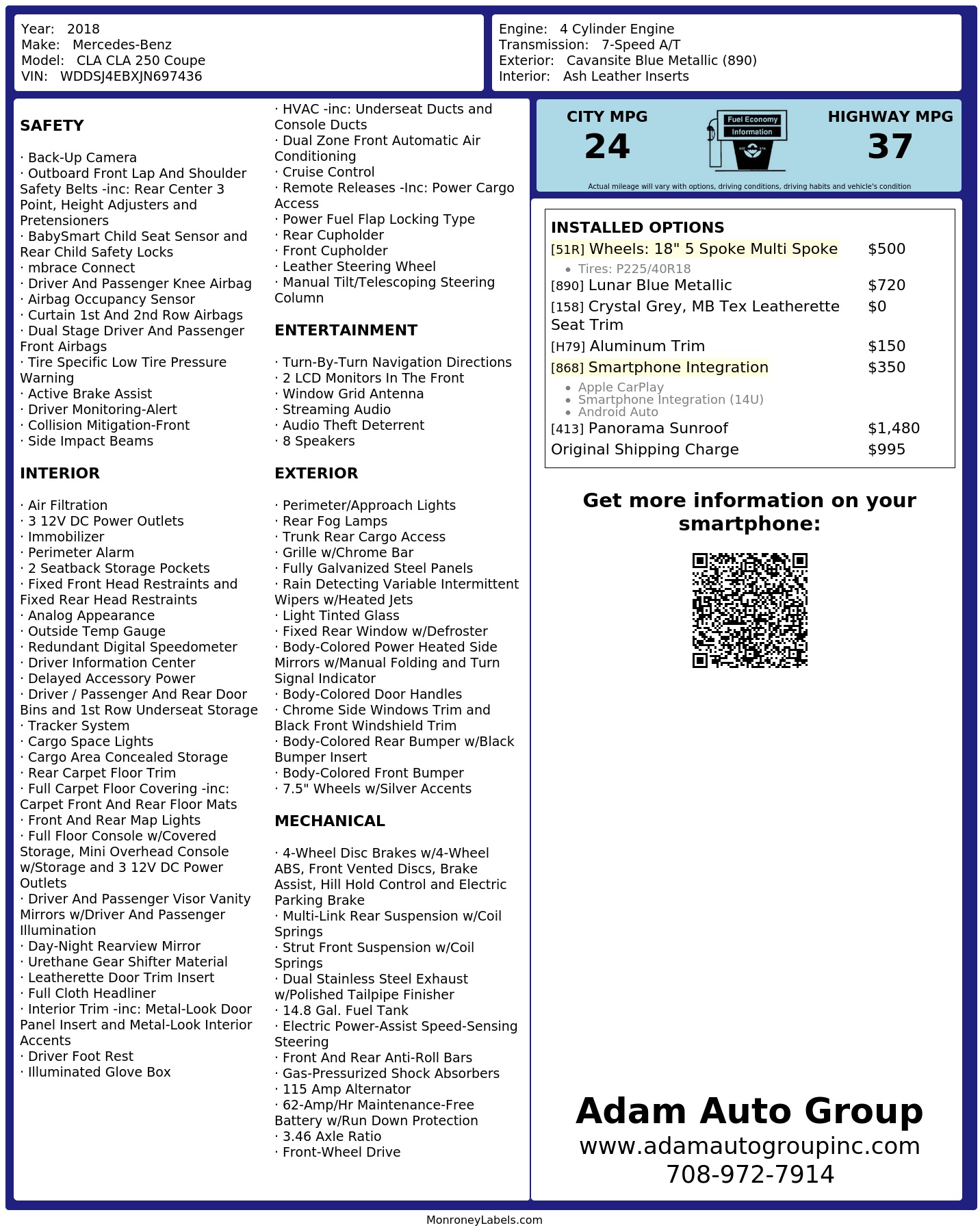 Monroney Label