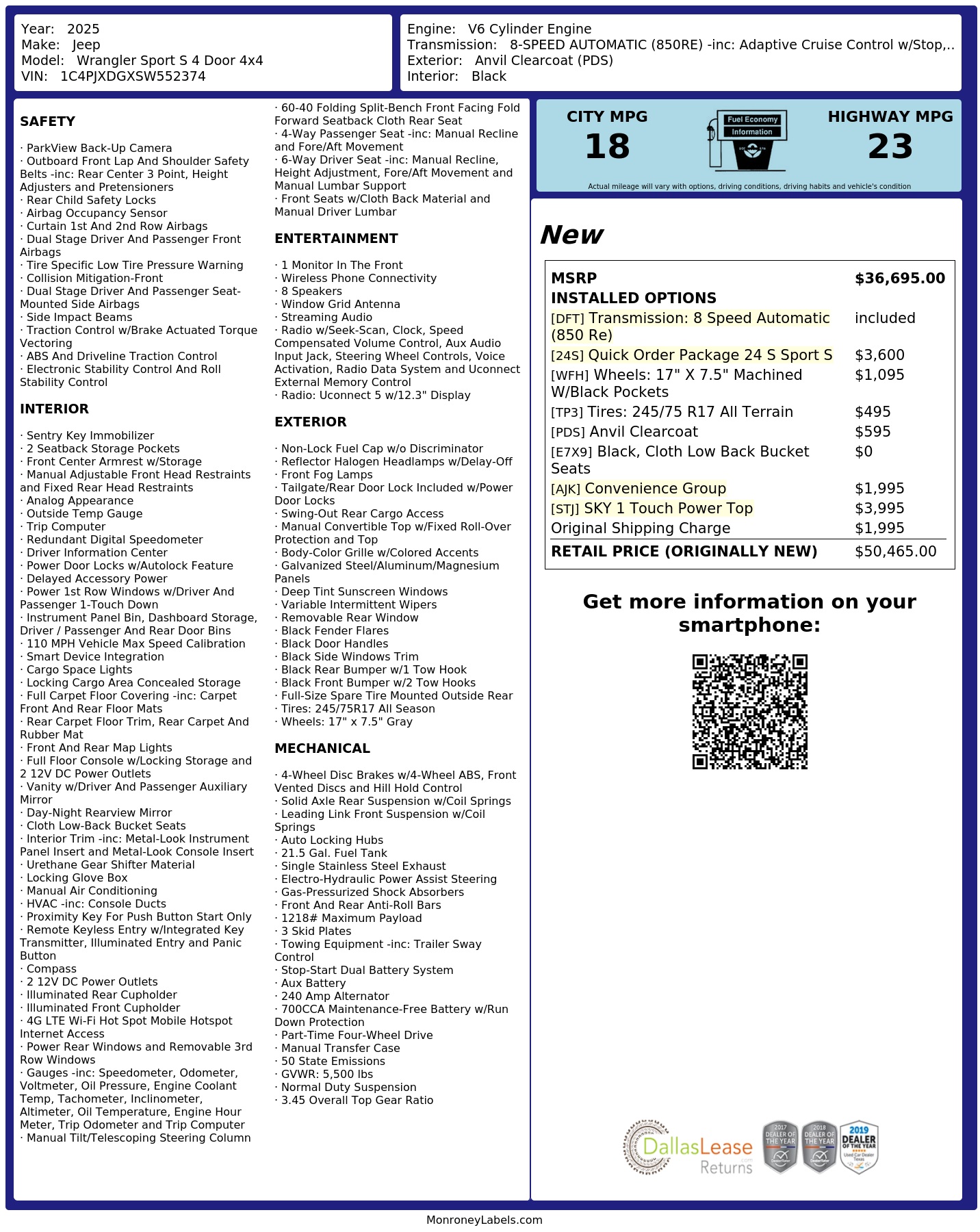 Monroney Label