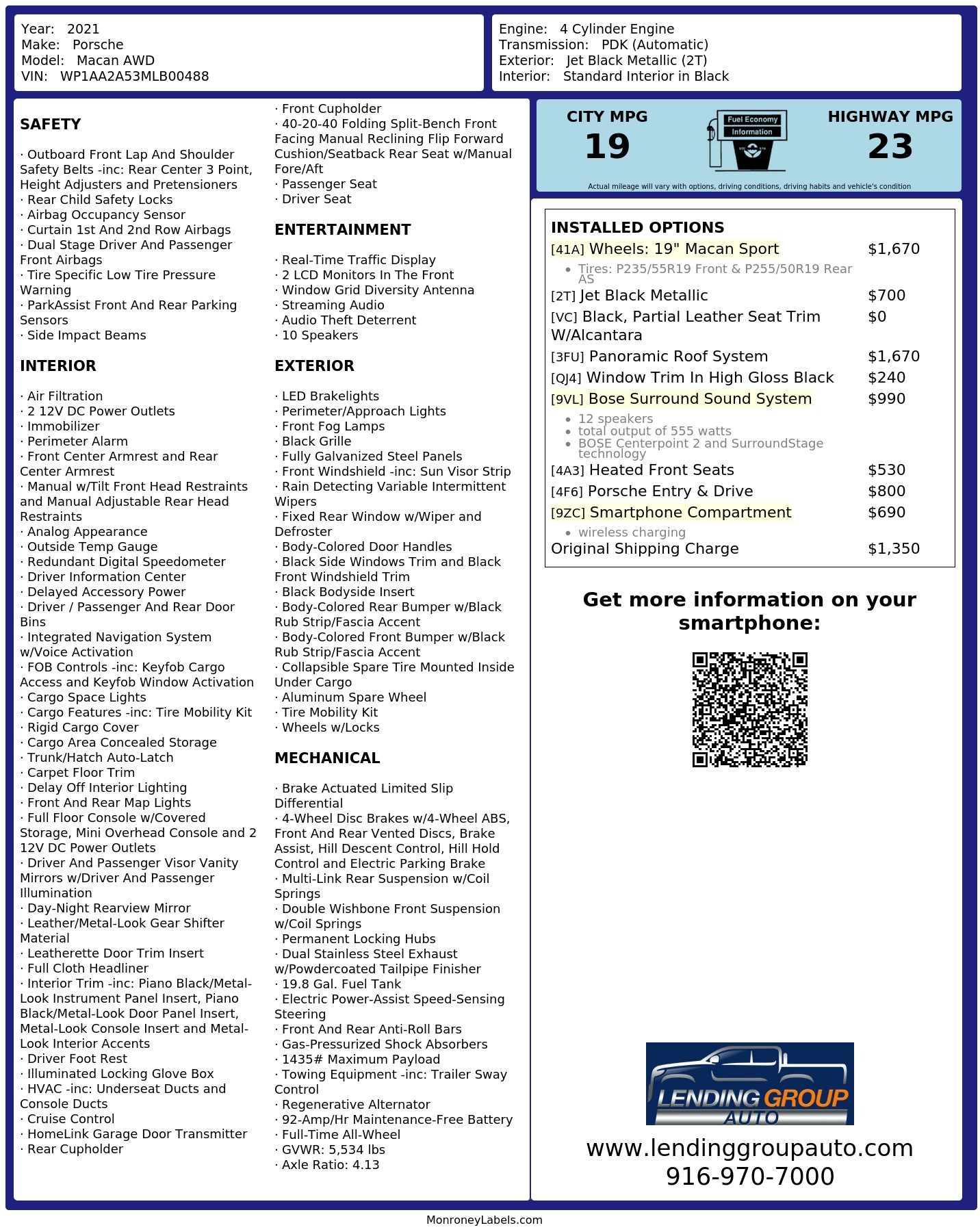 Monroney Label