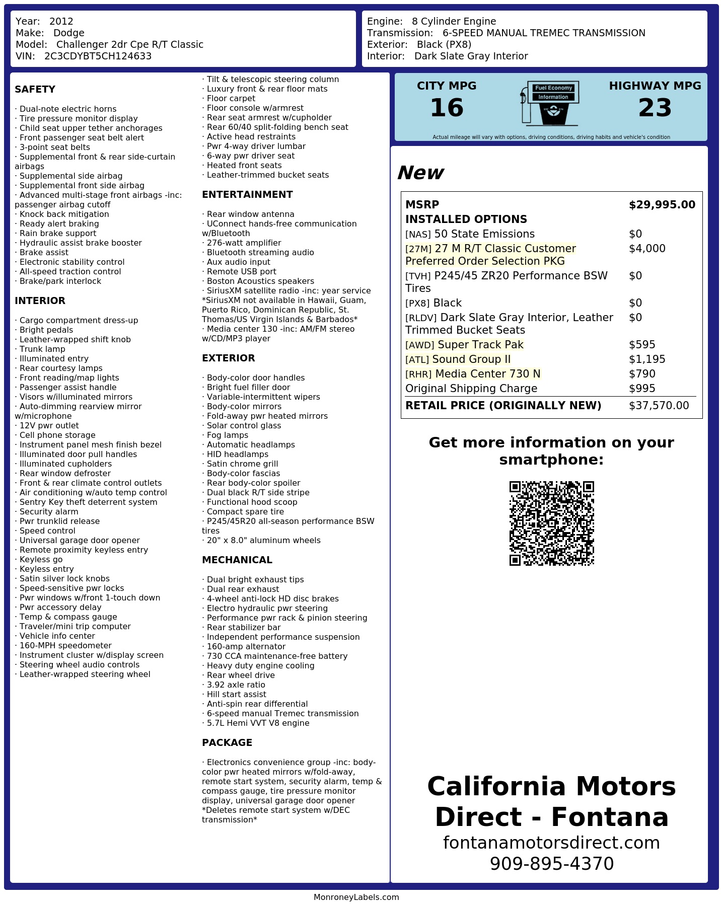 Monroney Label