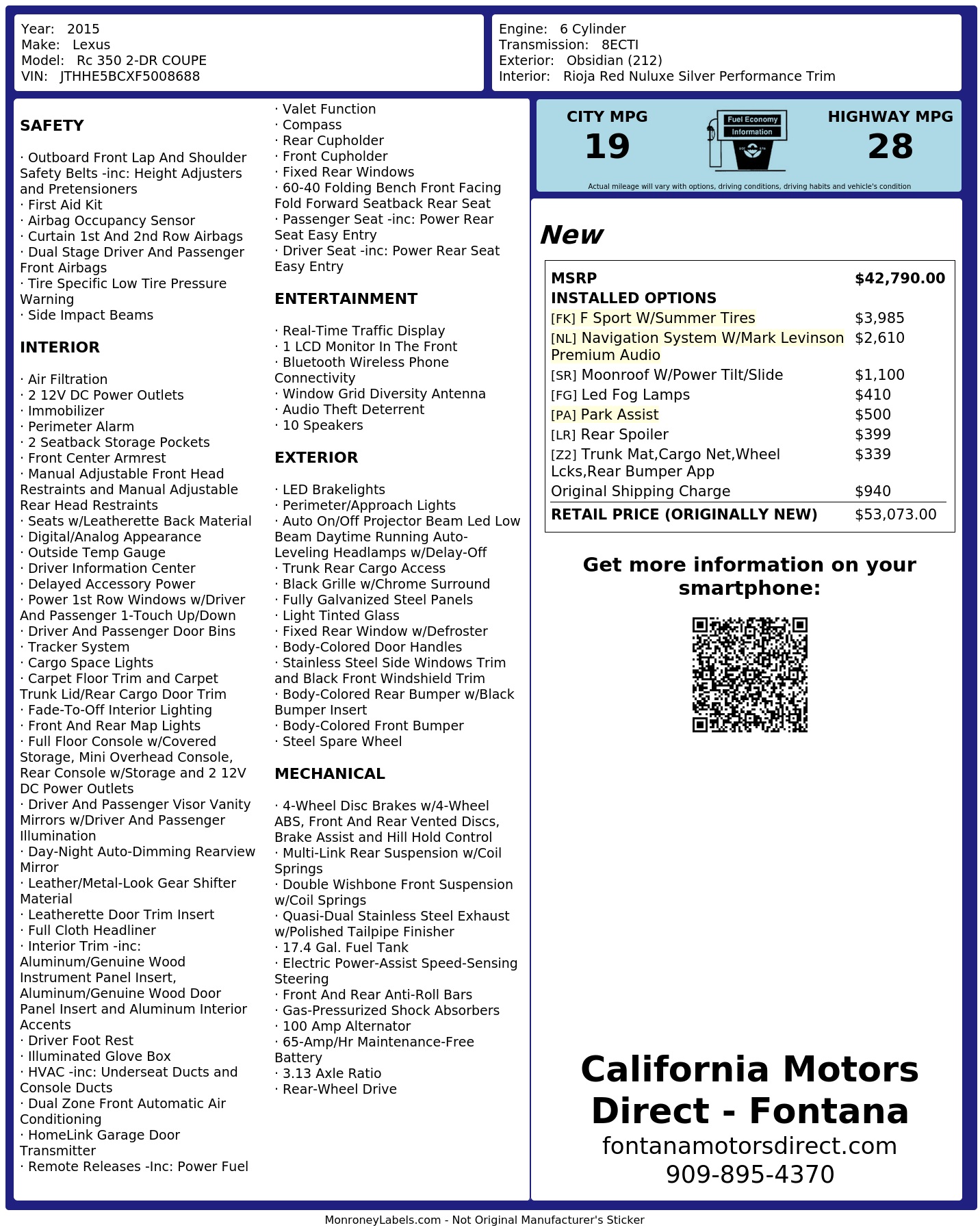 Monroney Label