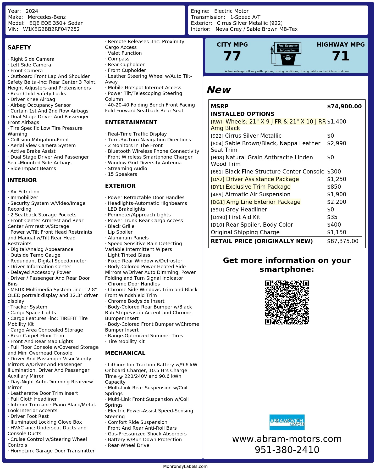 Monroney Label
