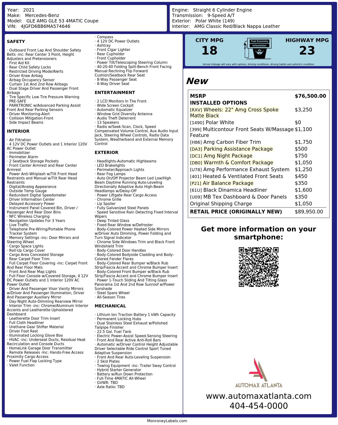 Monroney Label