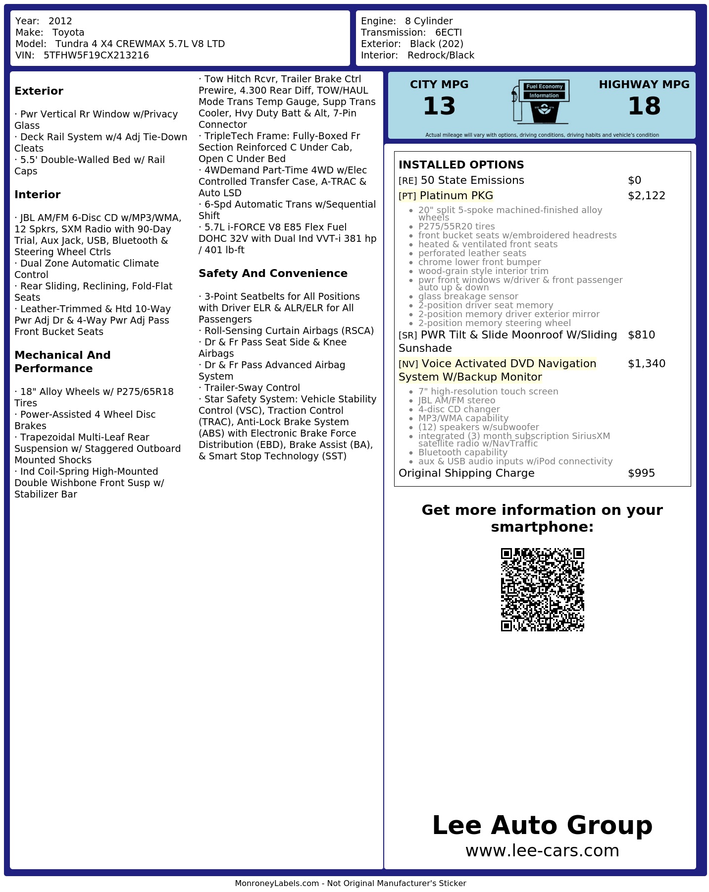 Monroney Label