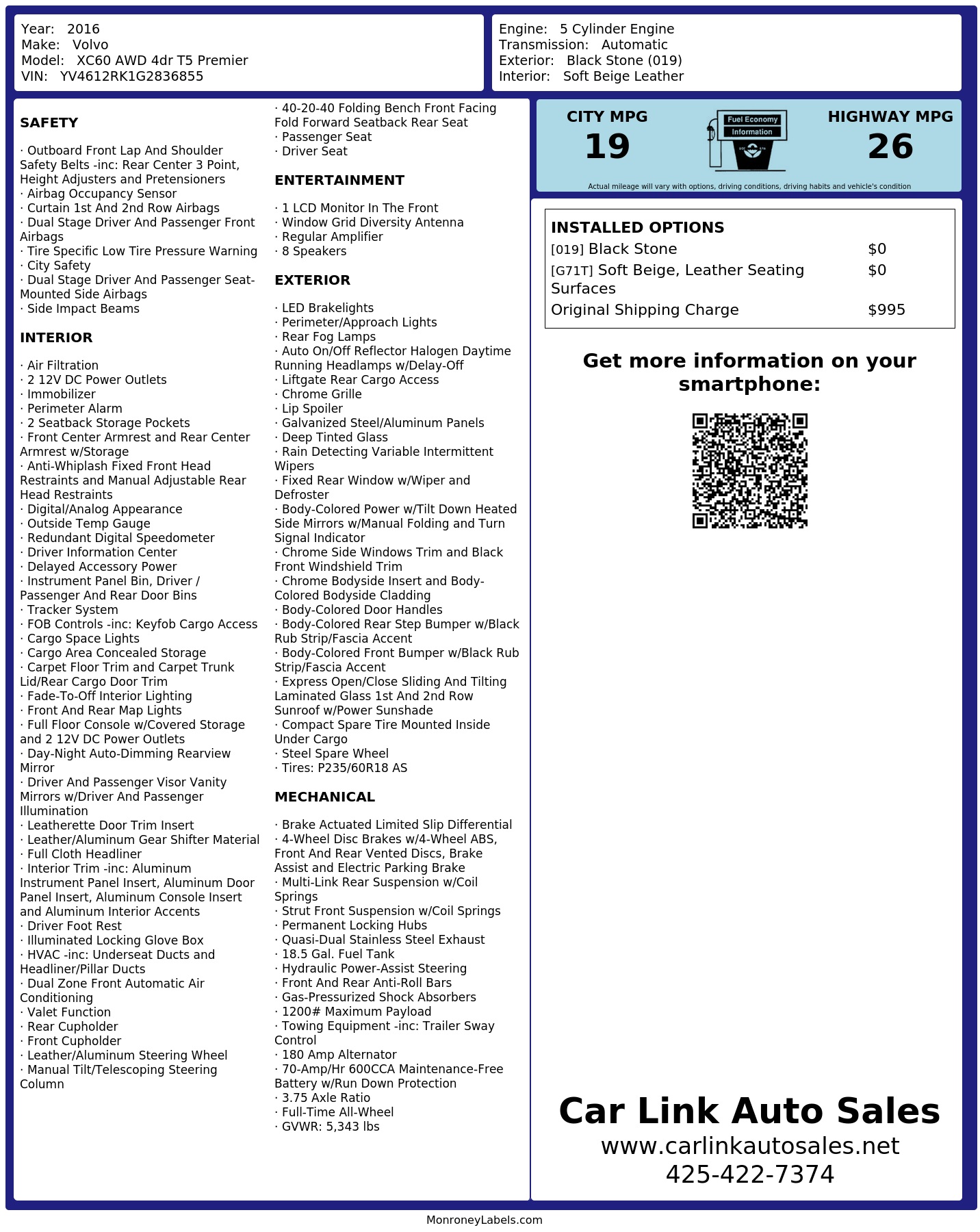Monroney Label