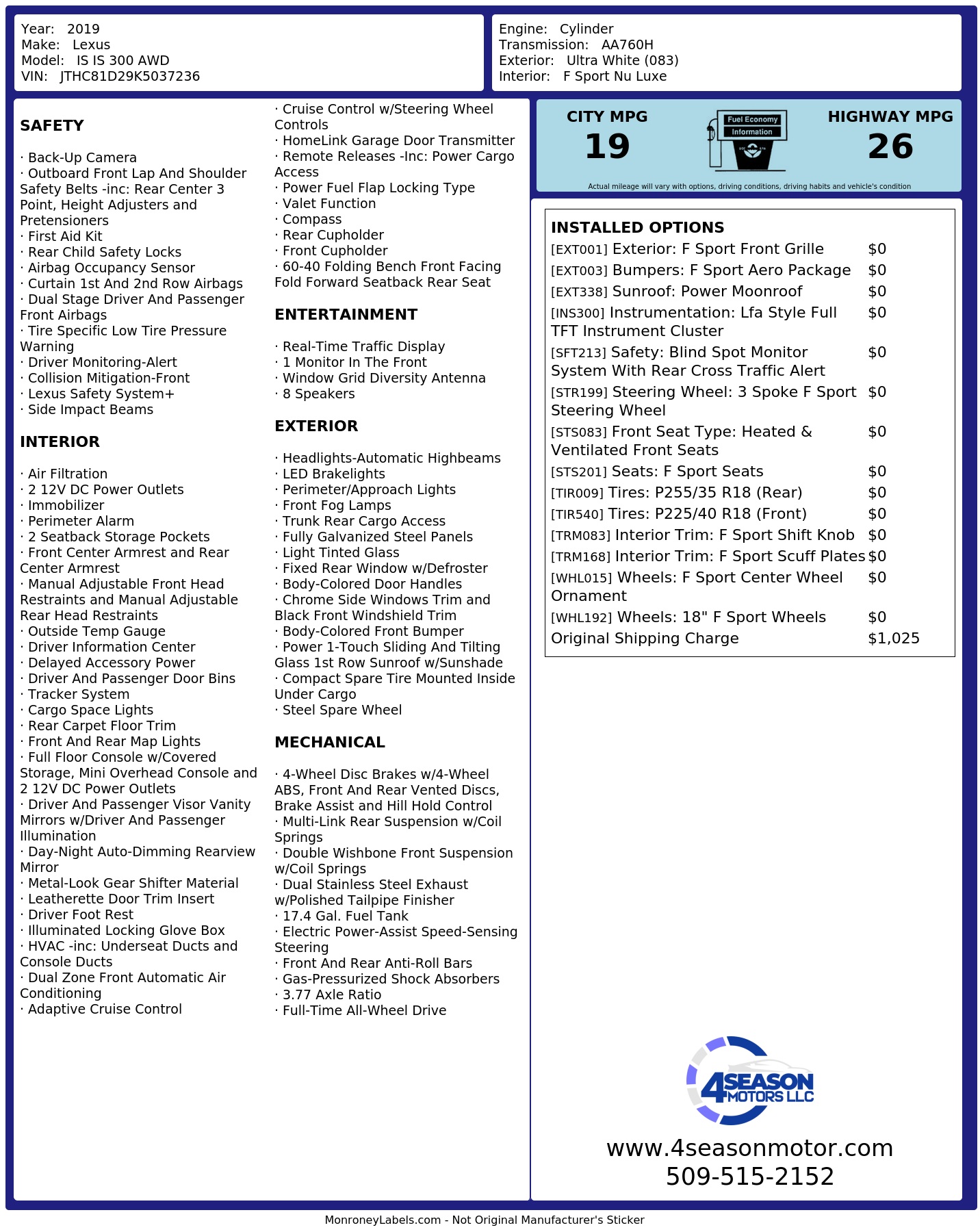 Monroney Label