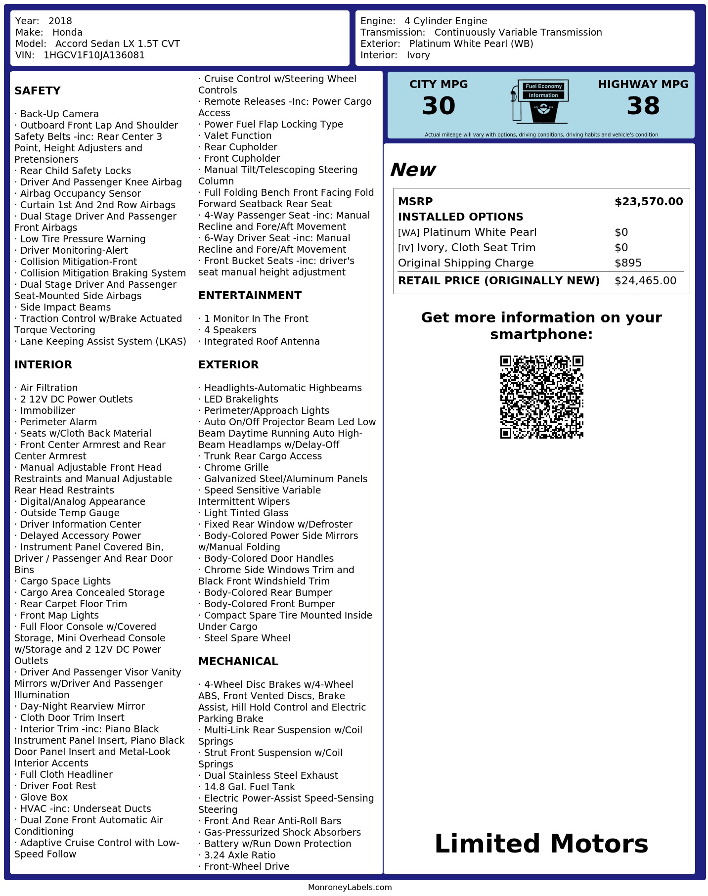 Monroney Label