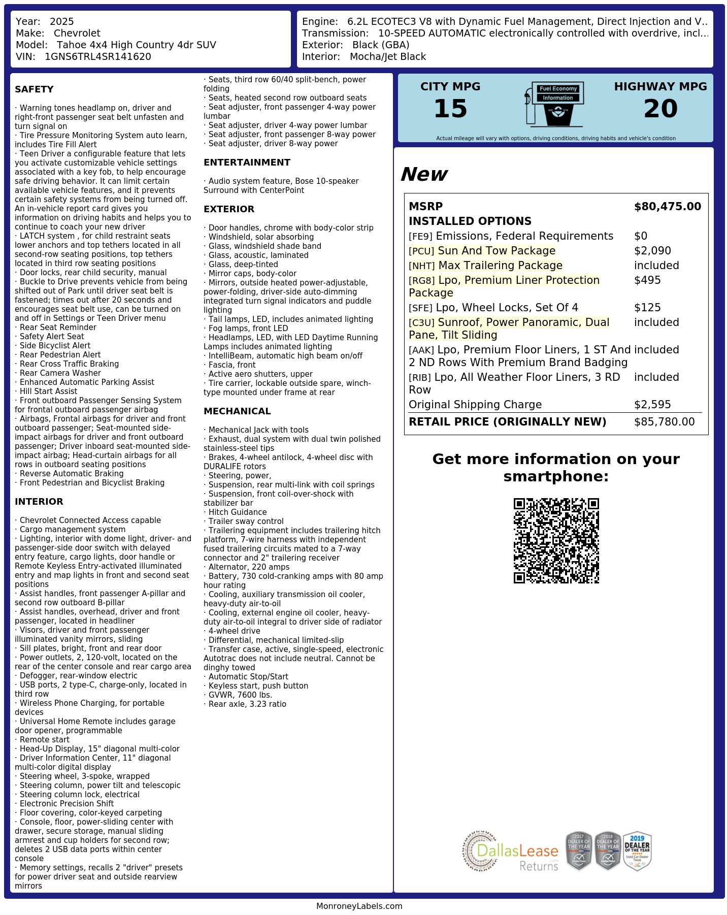 Monroney Label