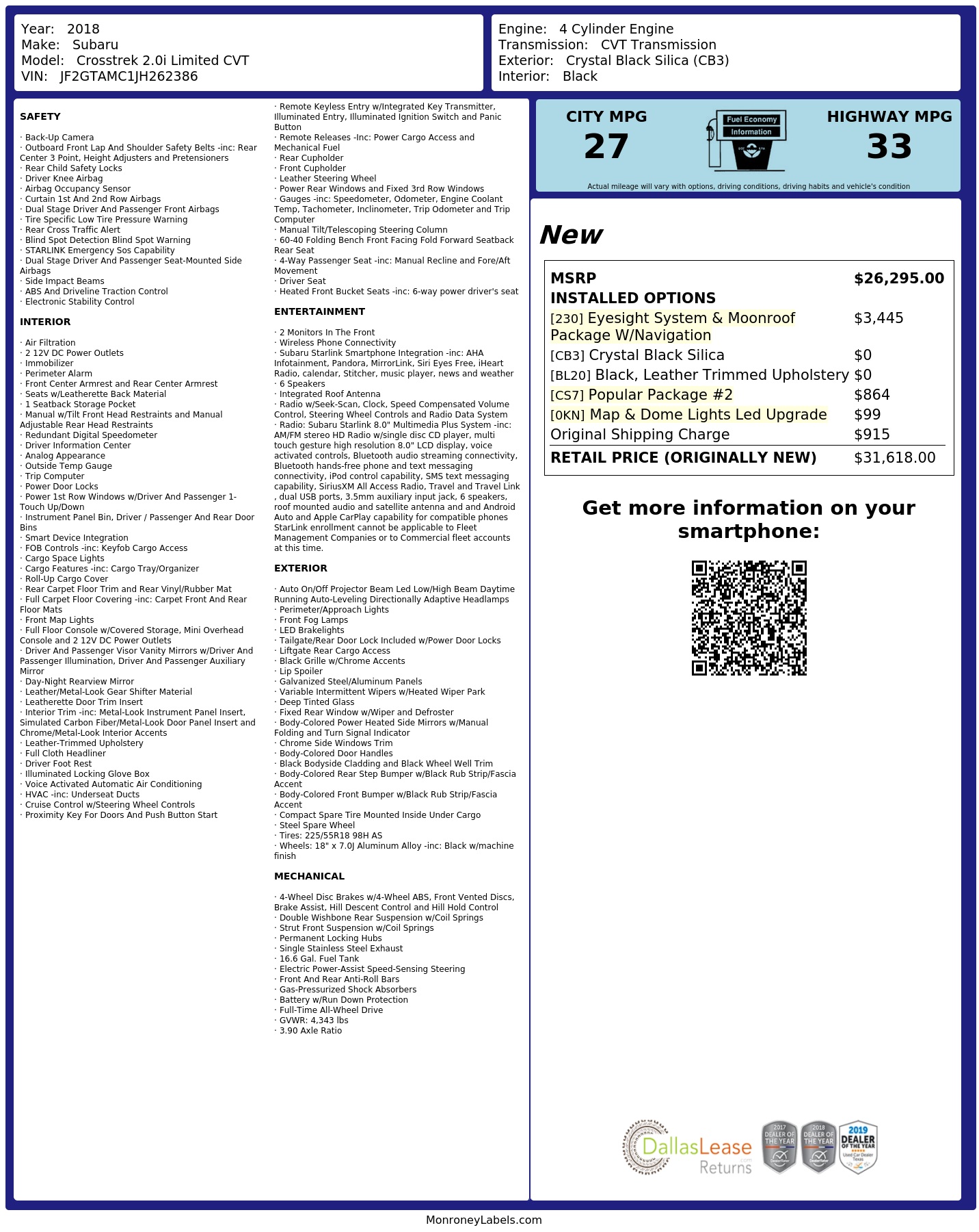 Monroney Label