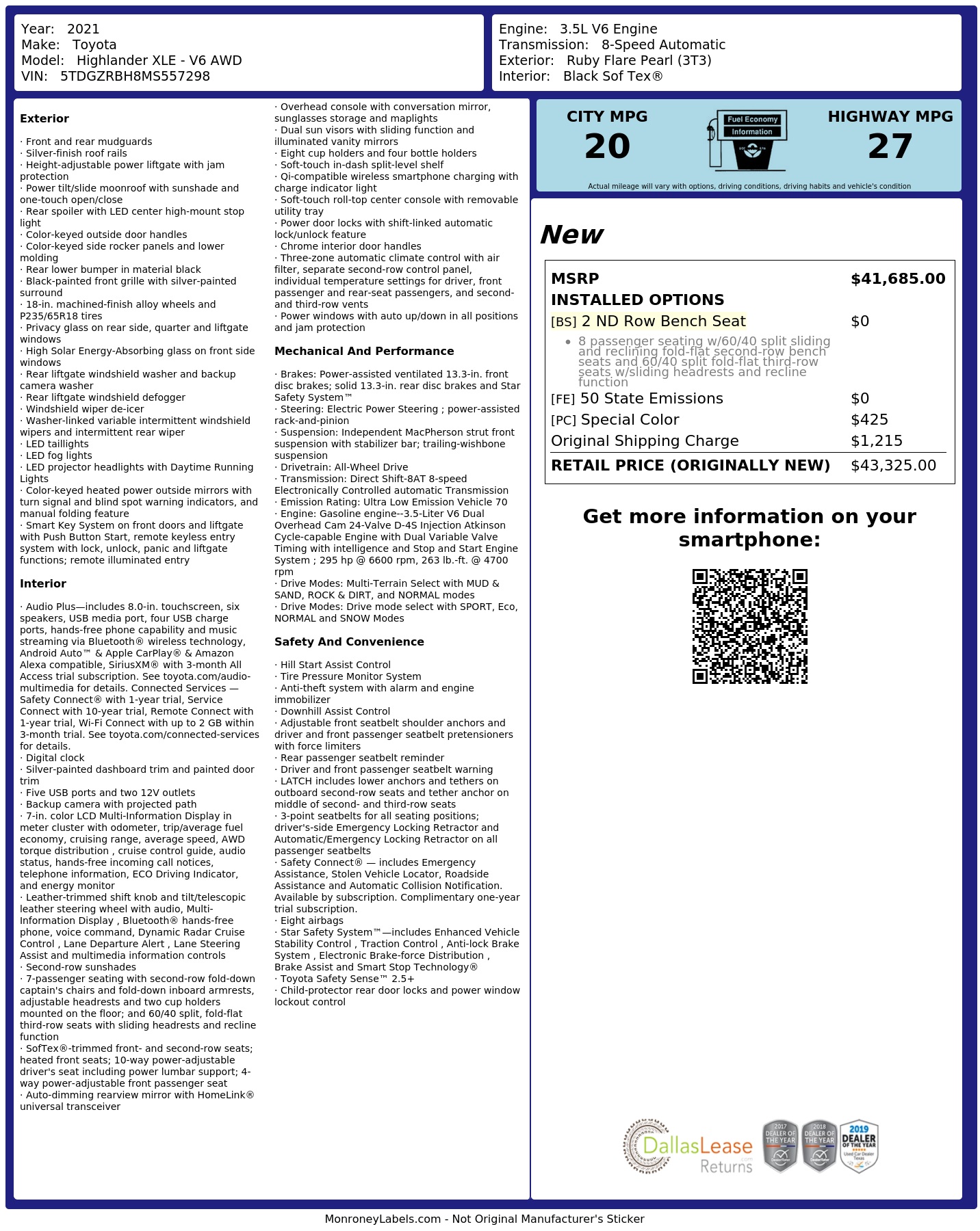Monroney Label