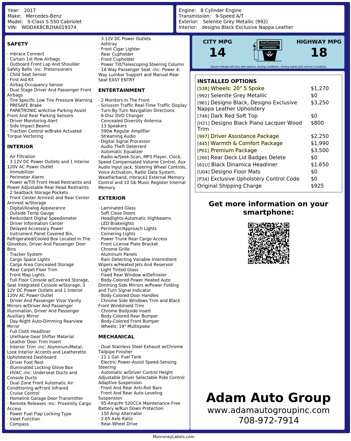 Monroney Label