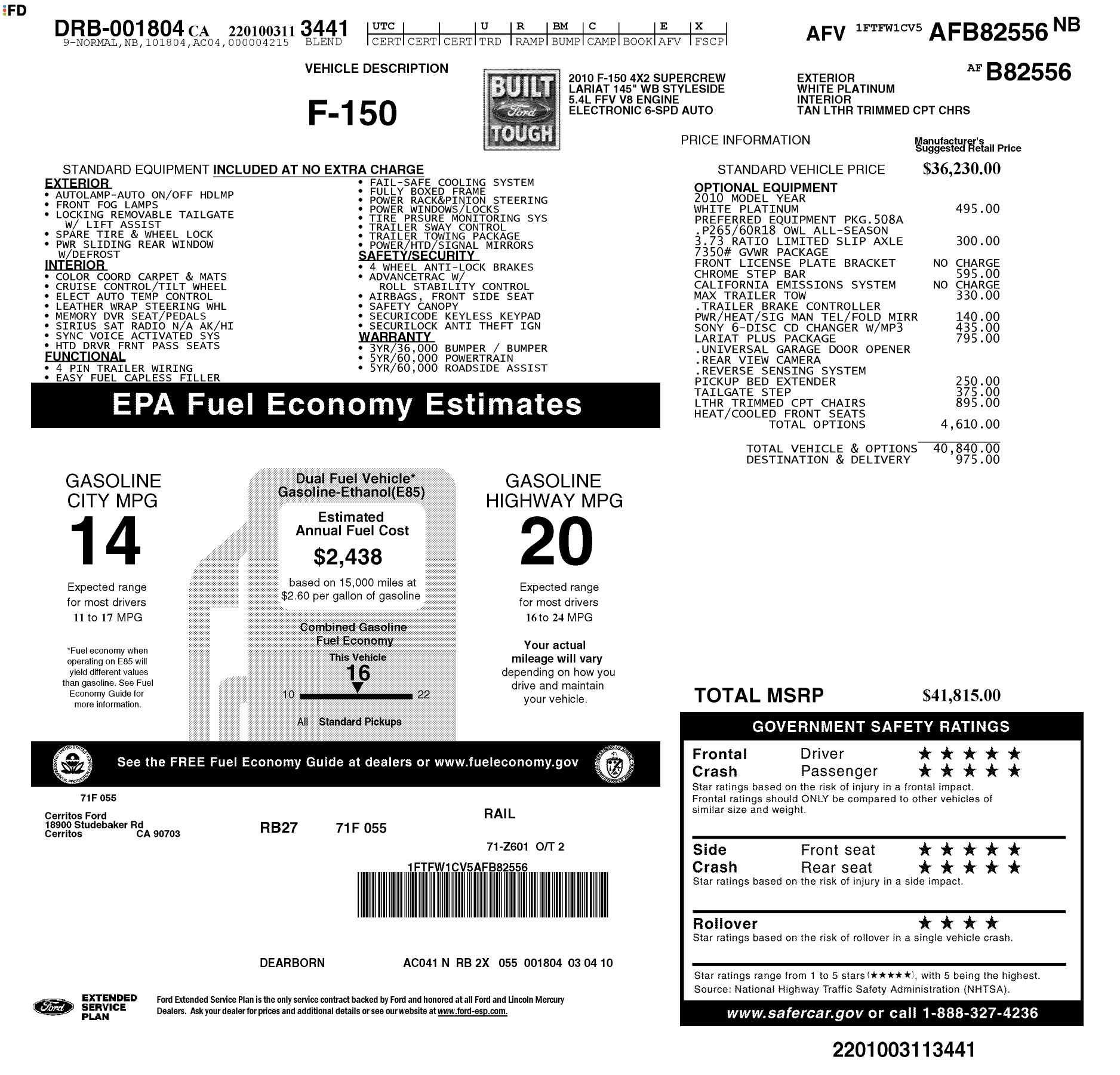 Monroney Label