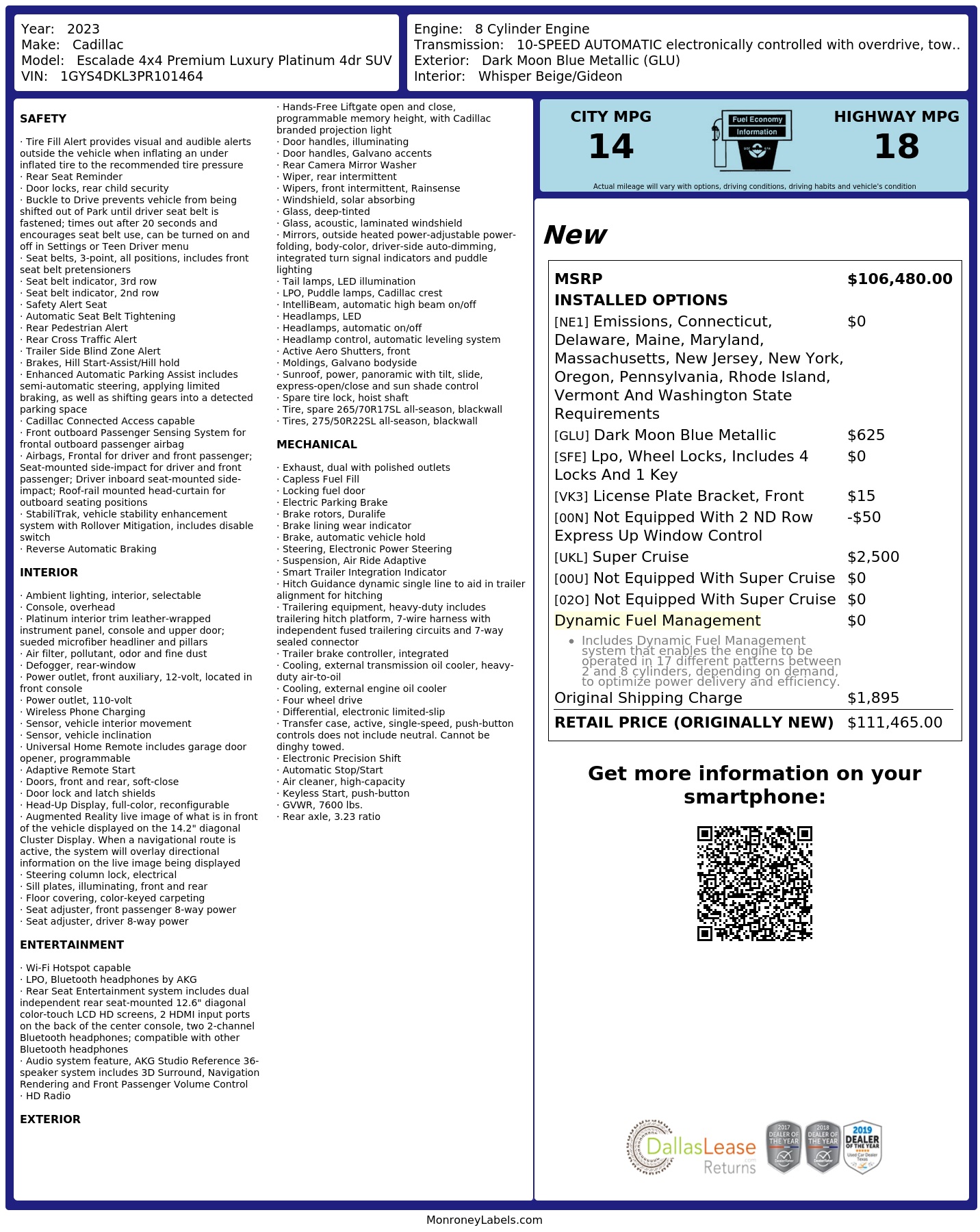 Monroney Label