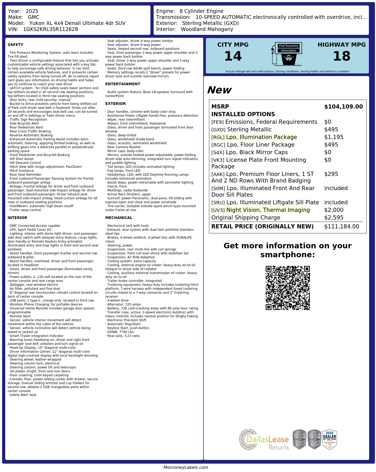 Monroney Label