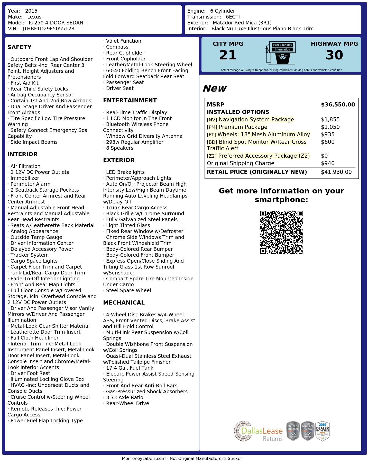 Monroney Label