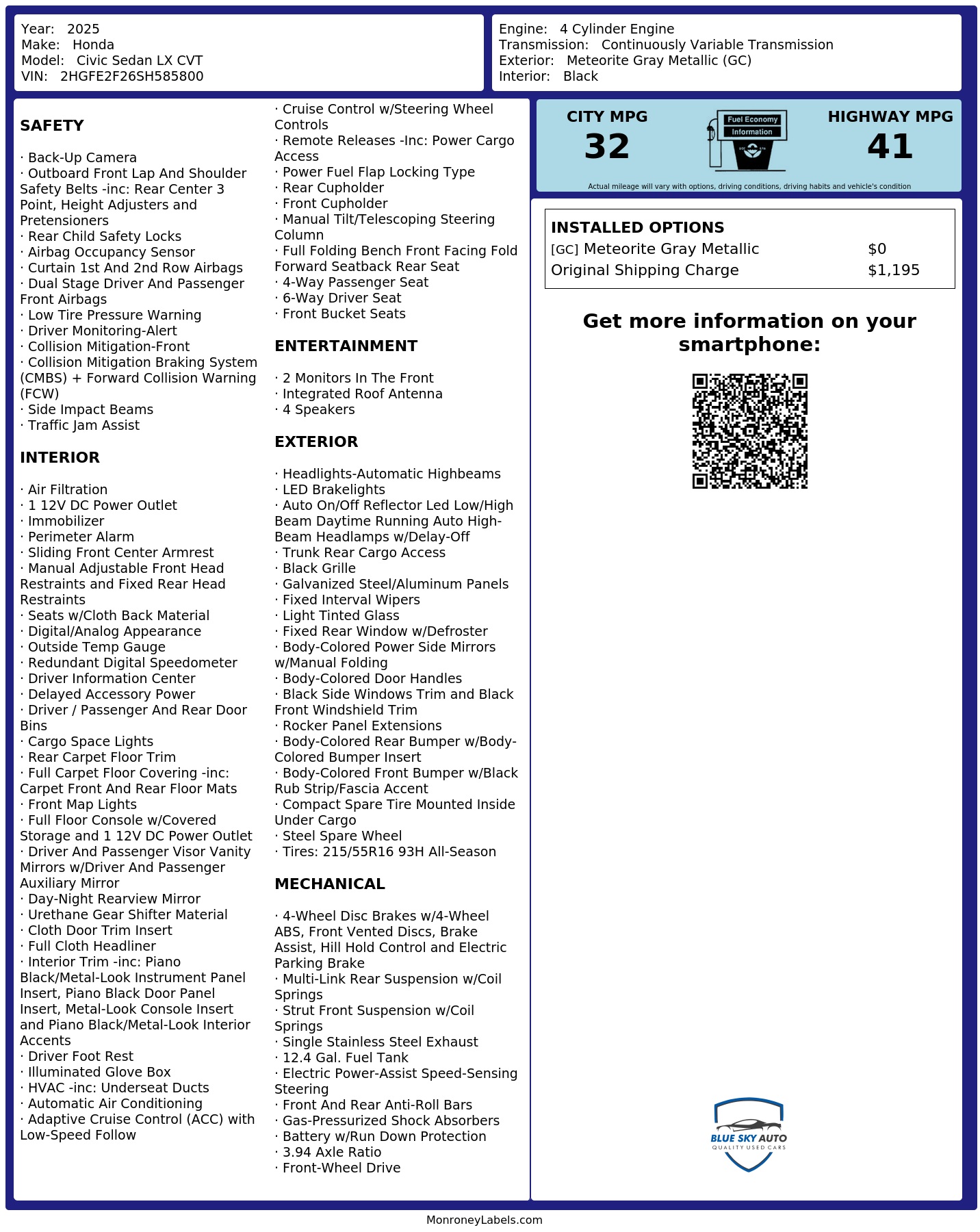 Monroney Label