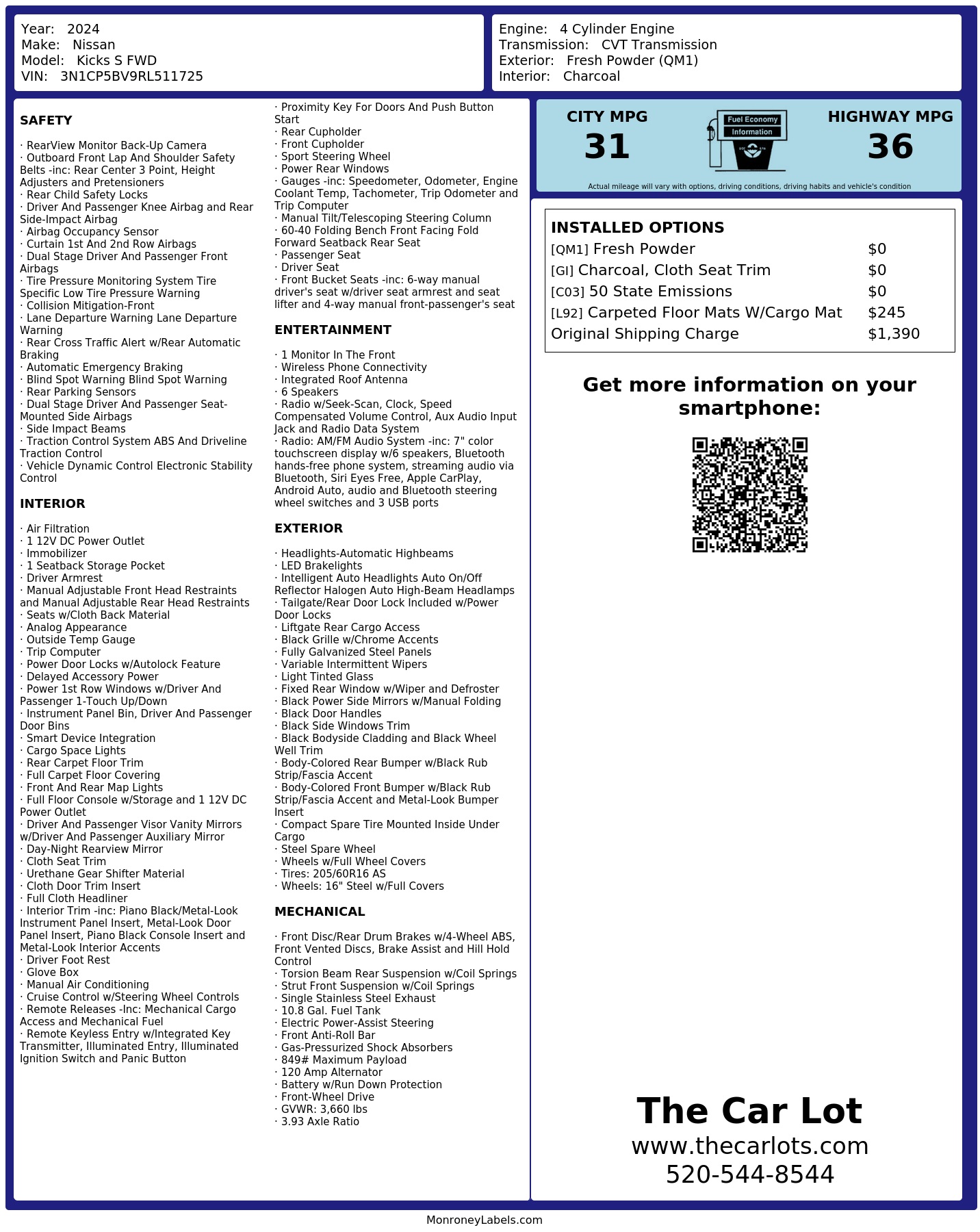 Monroney Label