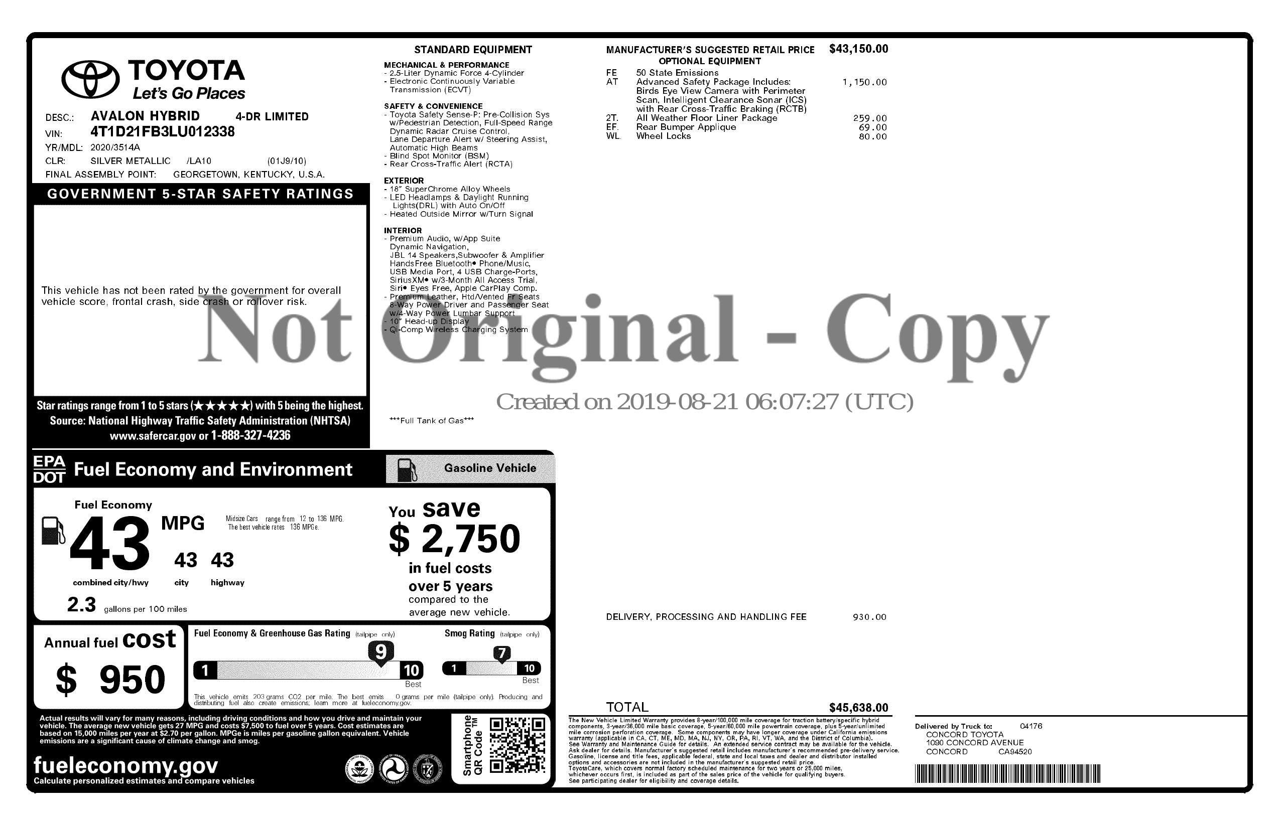 Monroney Label