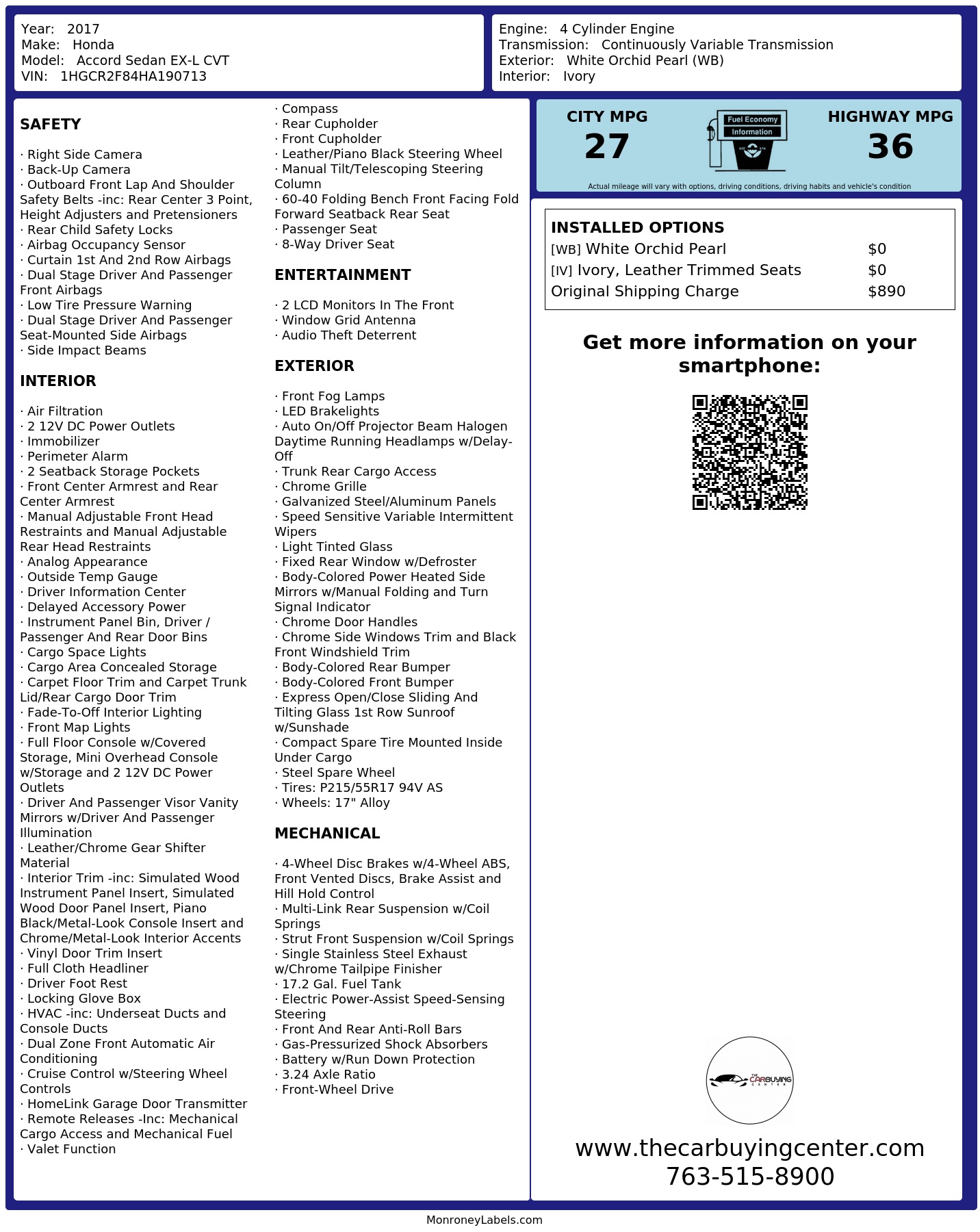 Monroney Label