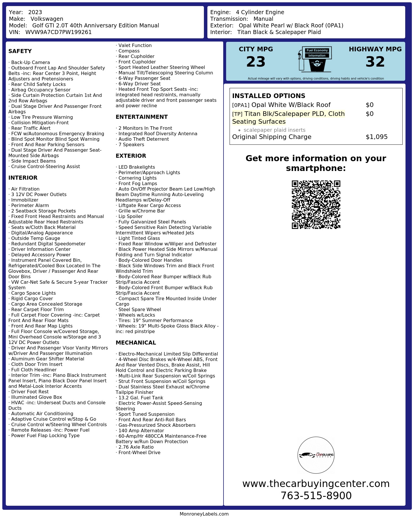 Monroney Label