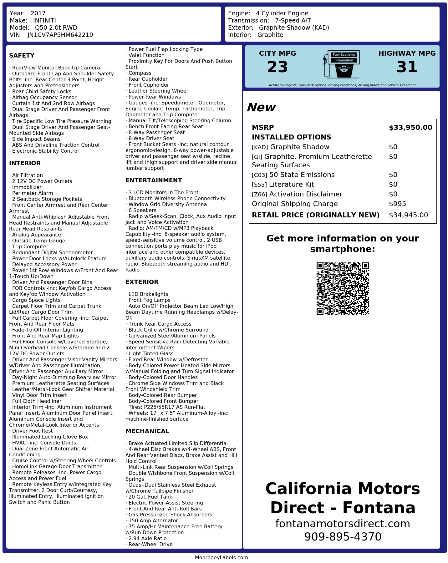 Monroney Label