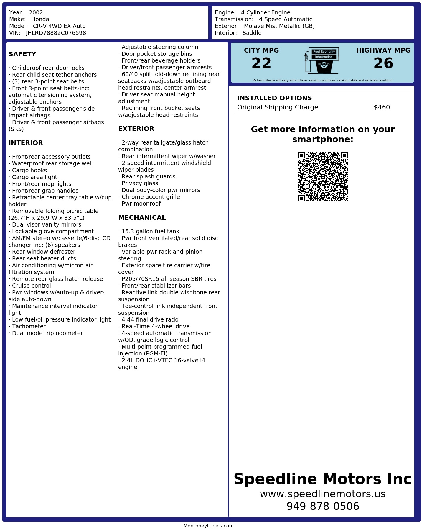 Monroney Label