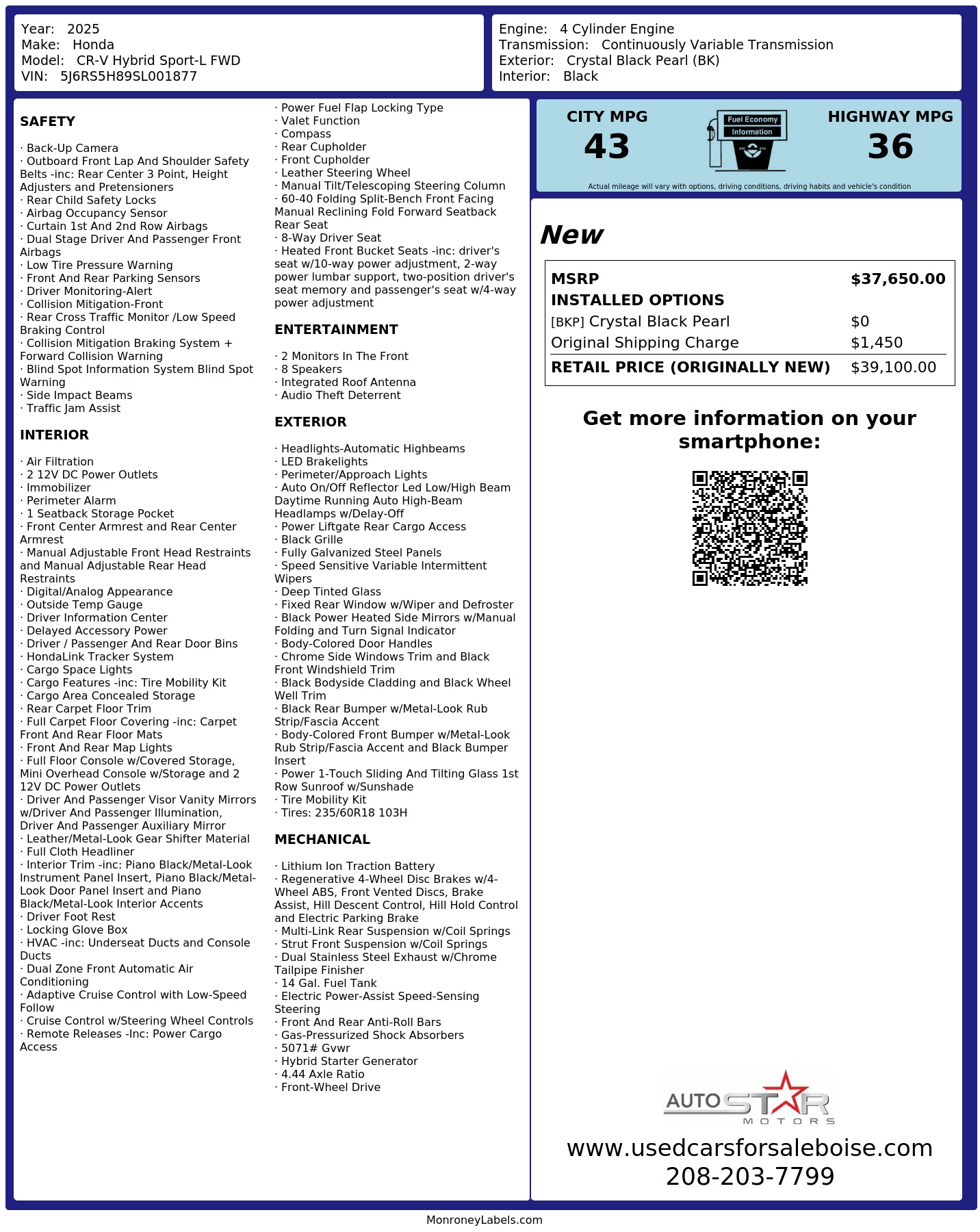 Monroney Label