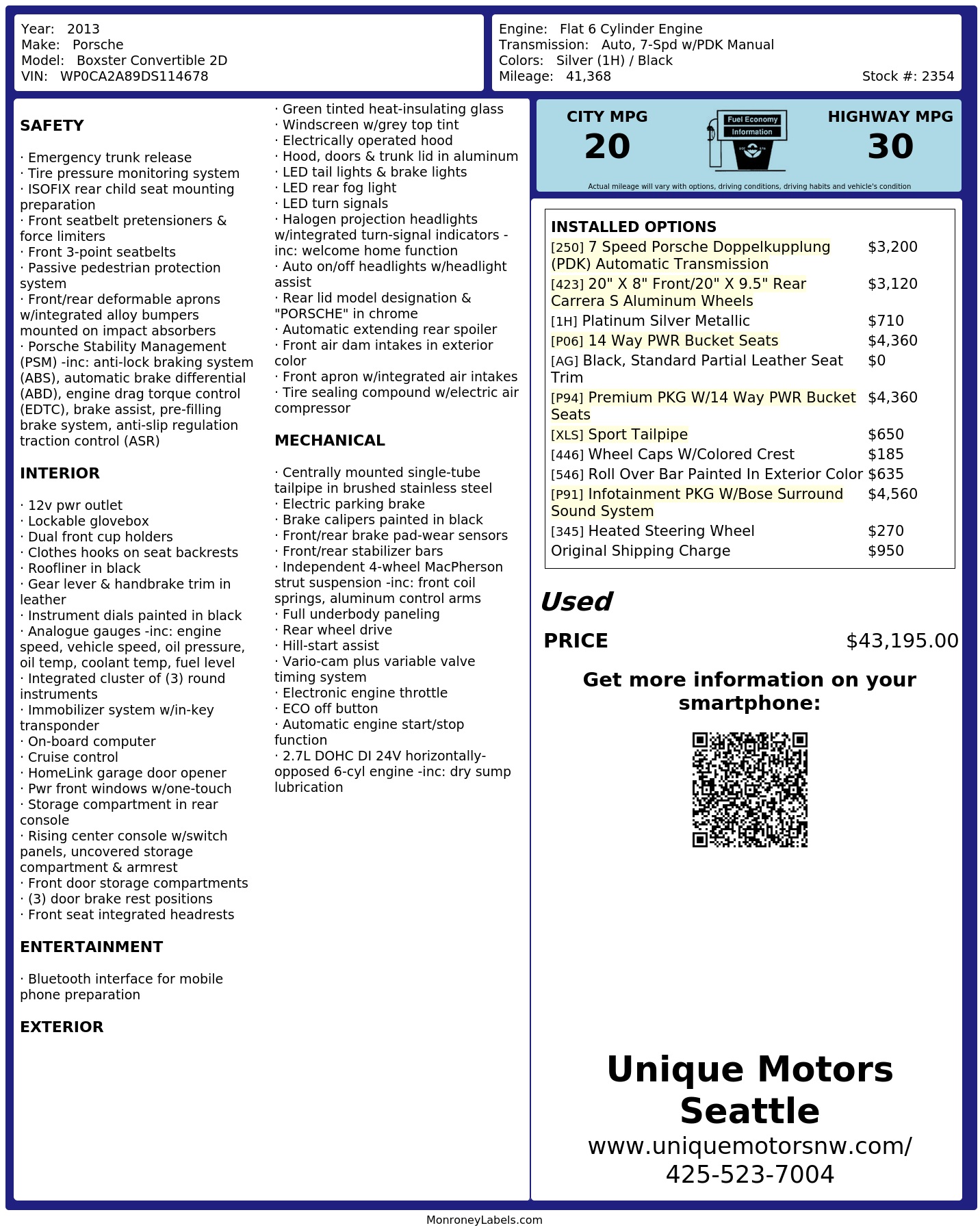 Monroney Label