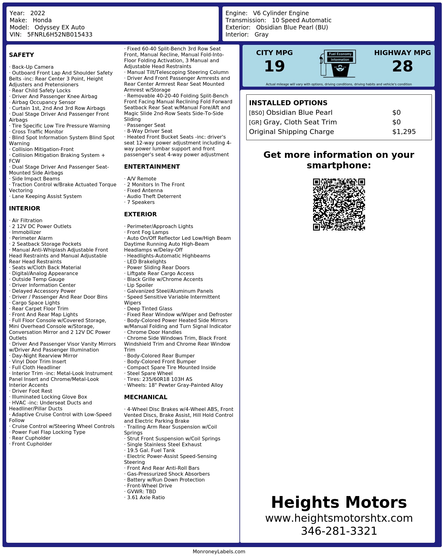 Monroney Label