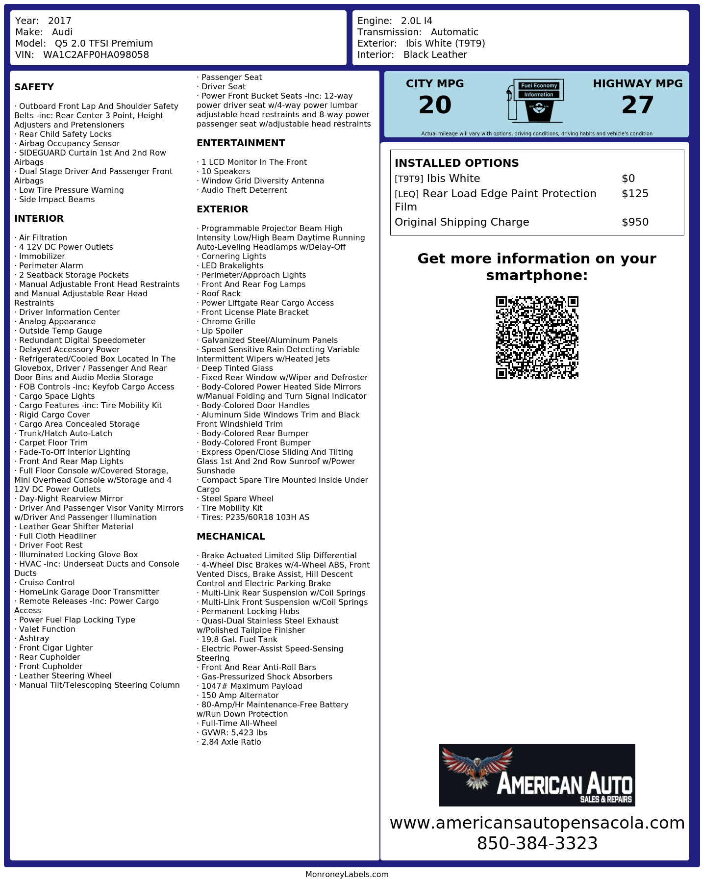 Monroney Label