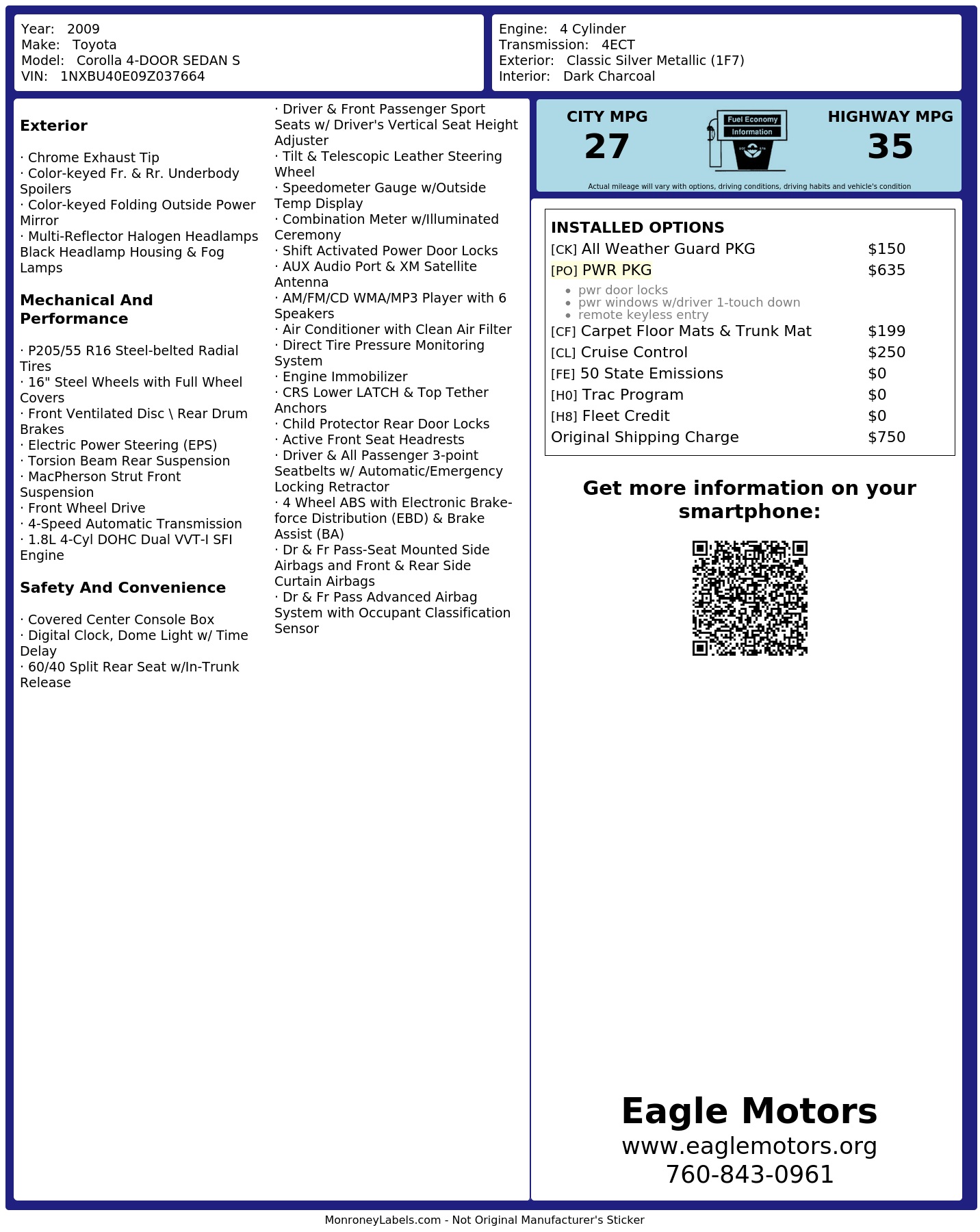 Monroney Label