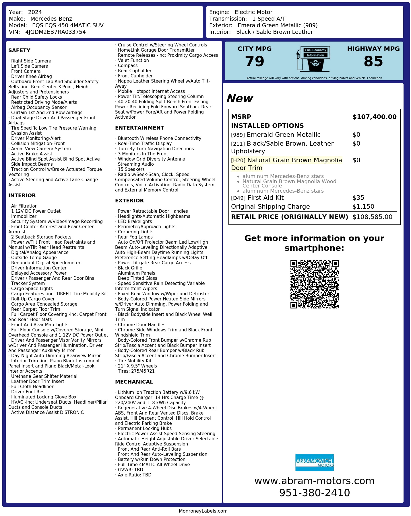 Monroney Label