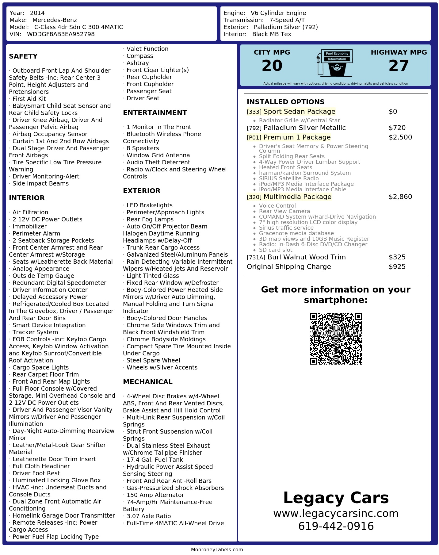 Monroney Label