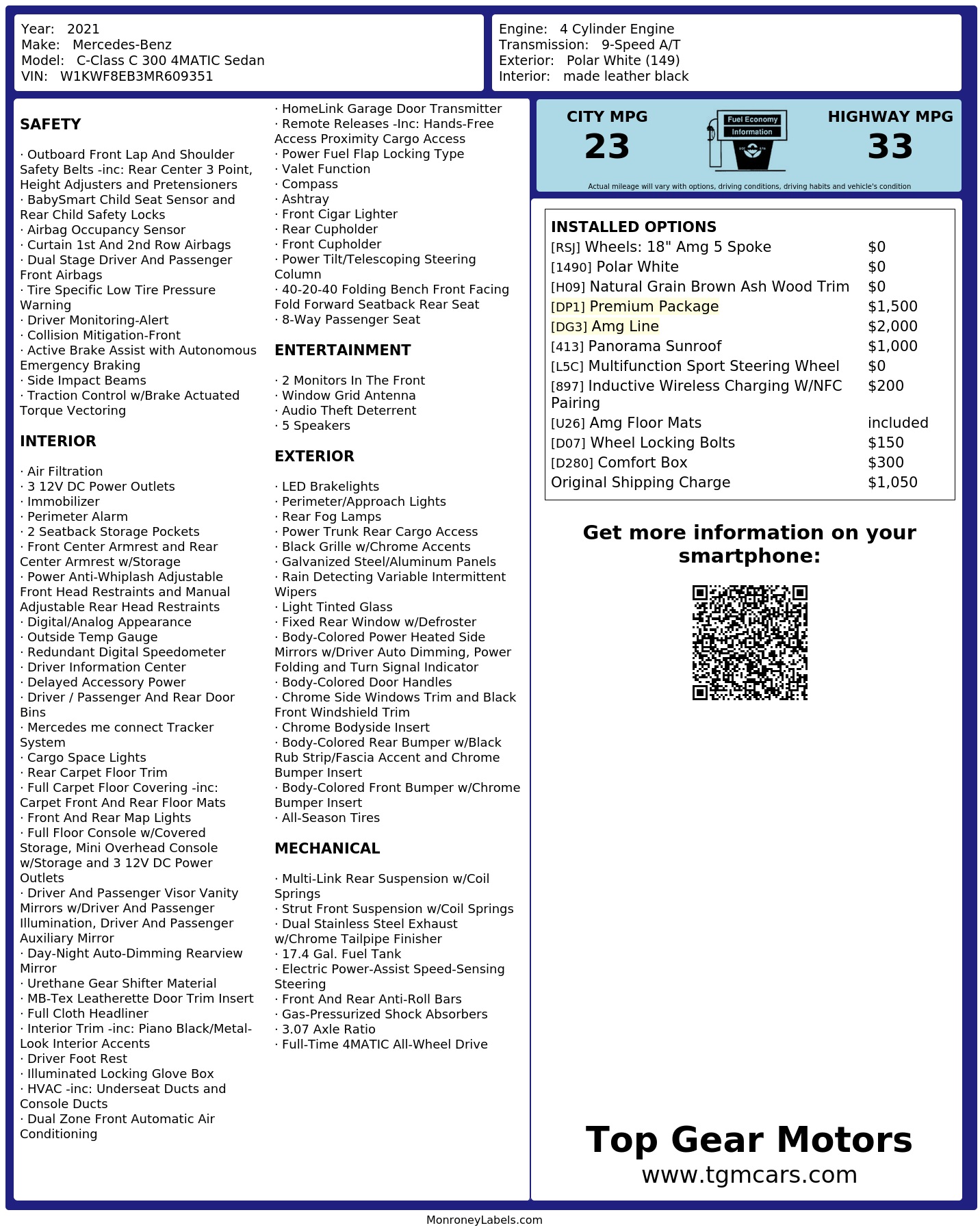 Monroney Label