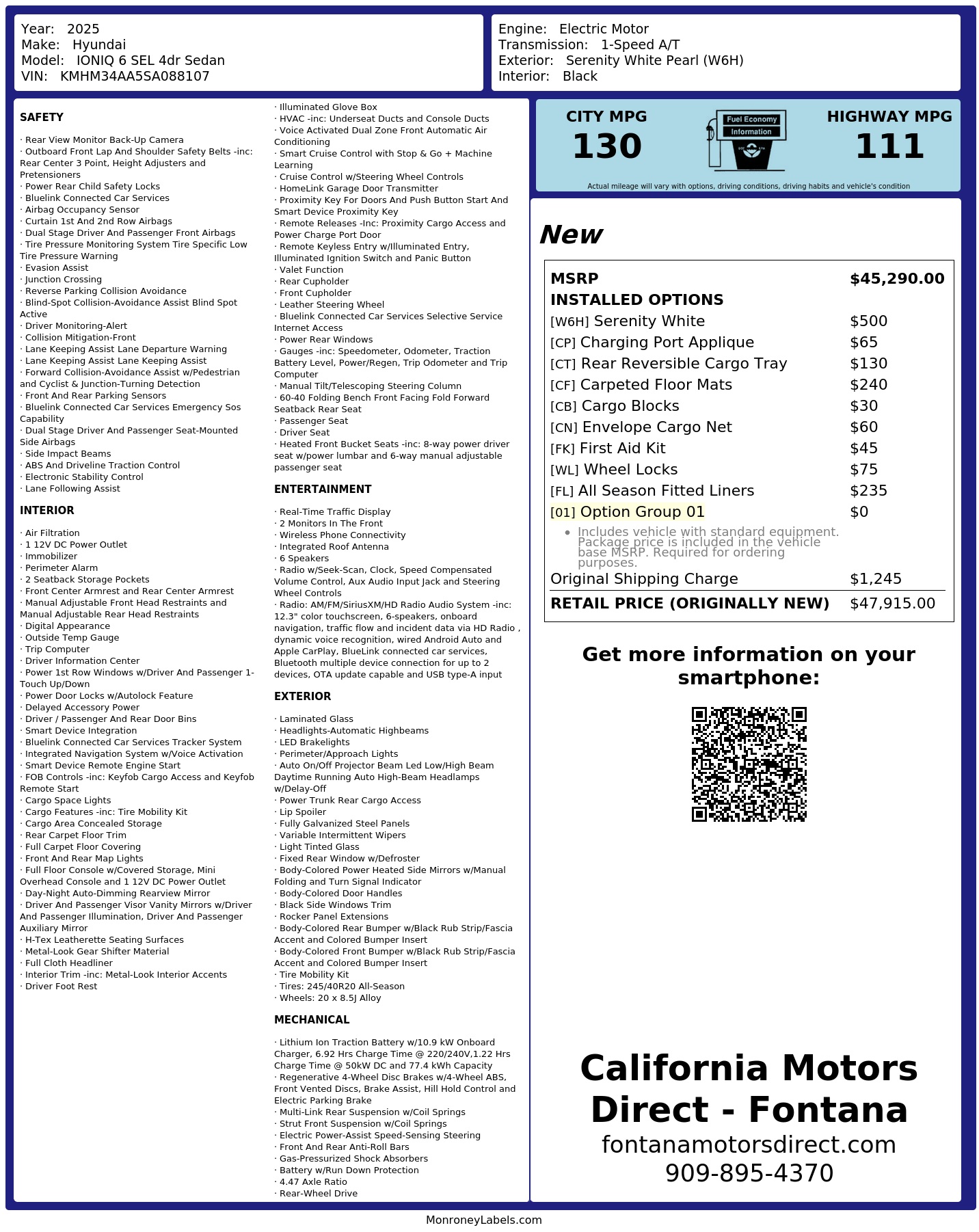 Monroney Label