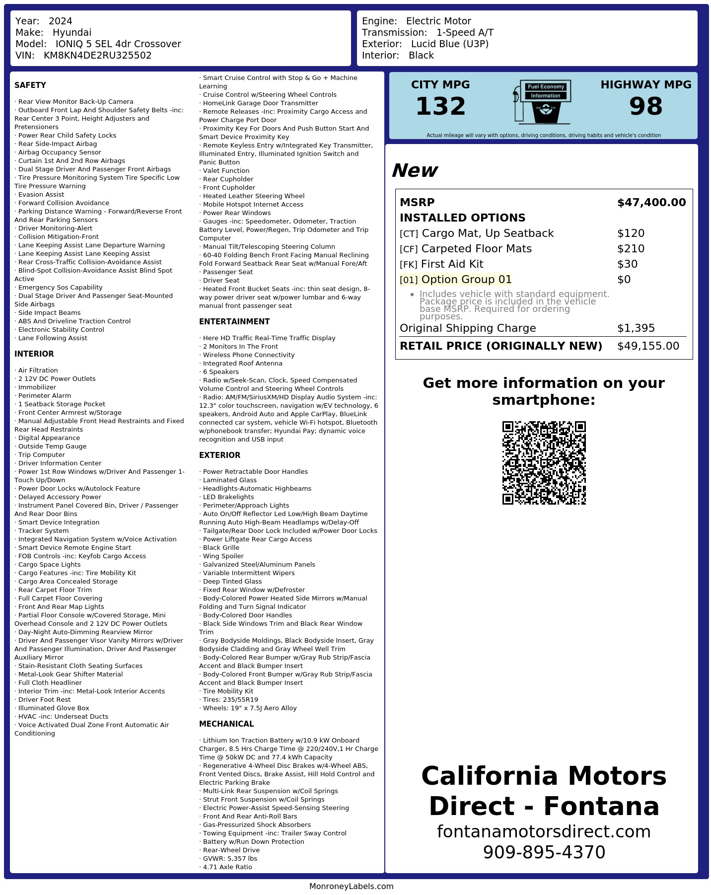 Monroney Label