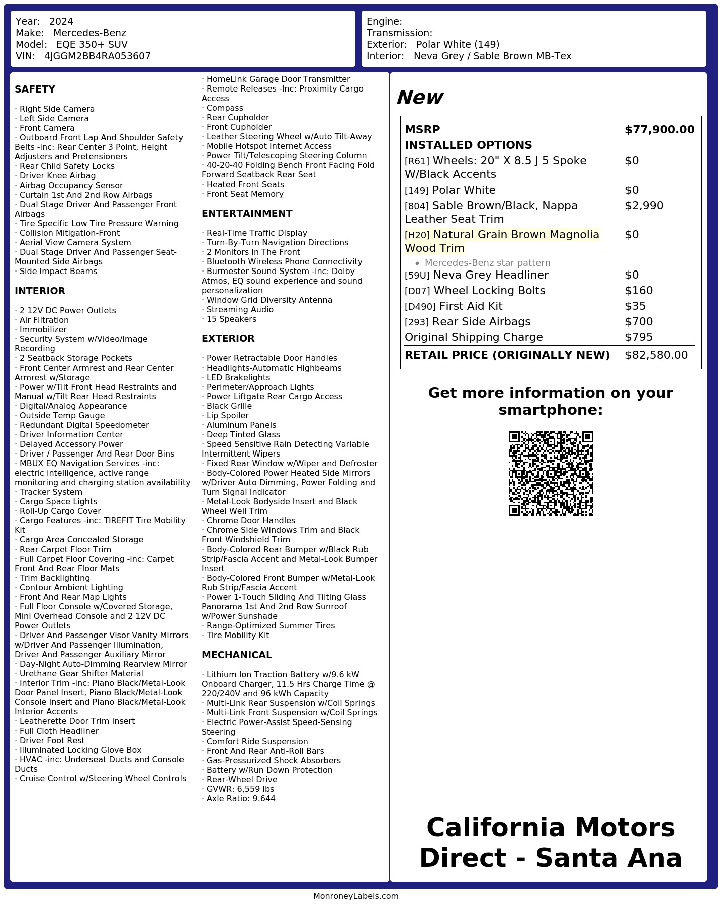 Monroney Label