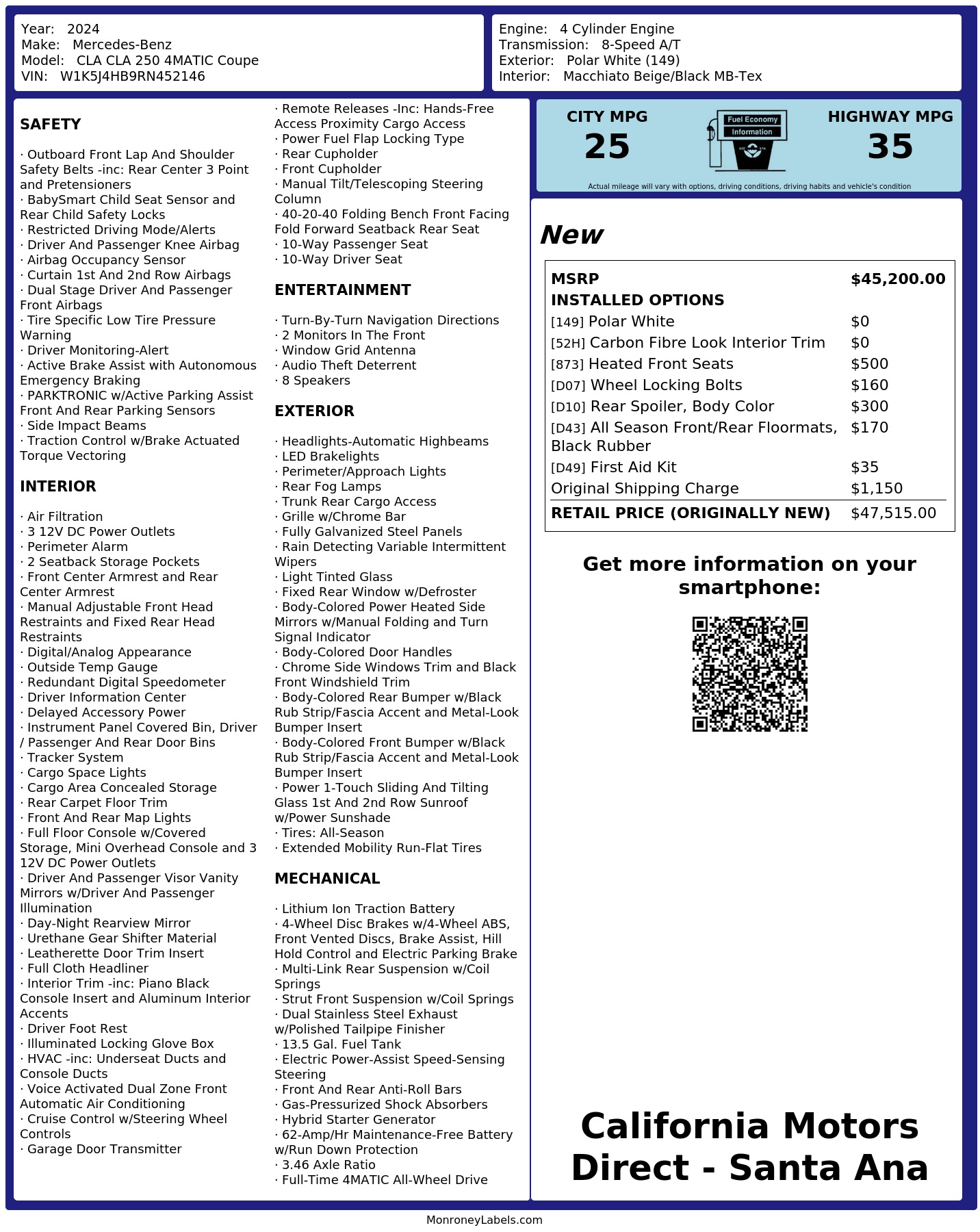 Monroney Label