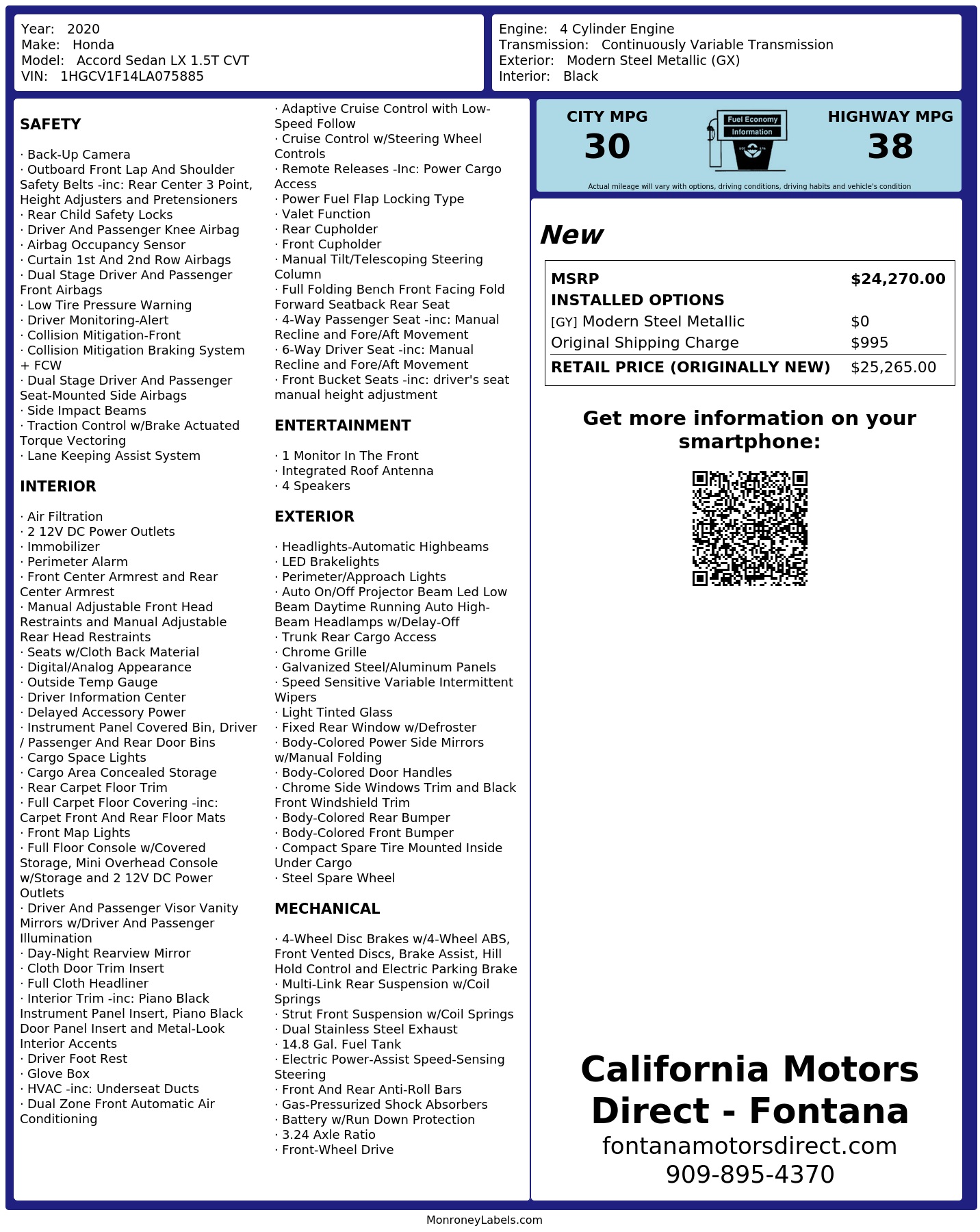 Monroney Label
