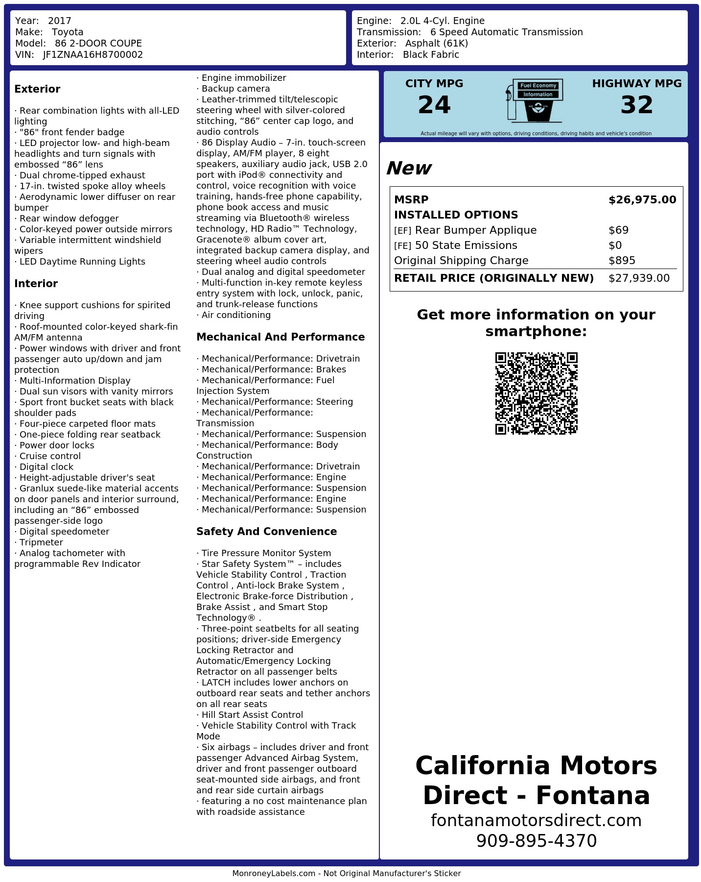 Monroney Label