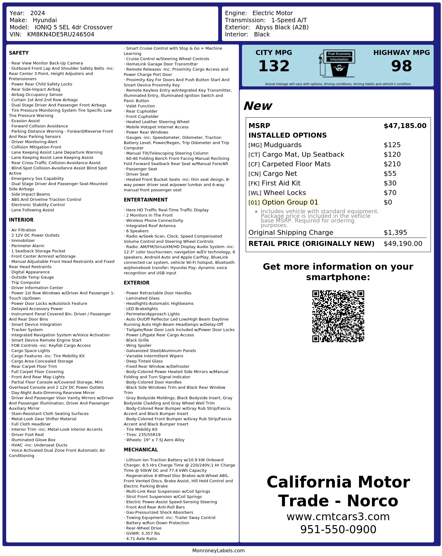 Monroney Label